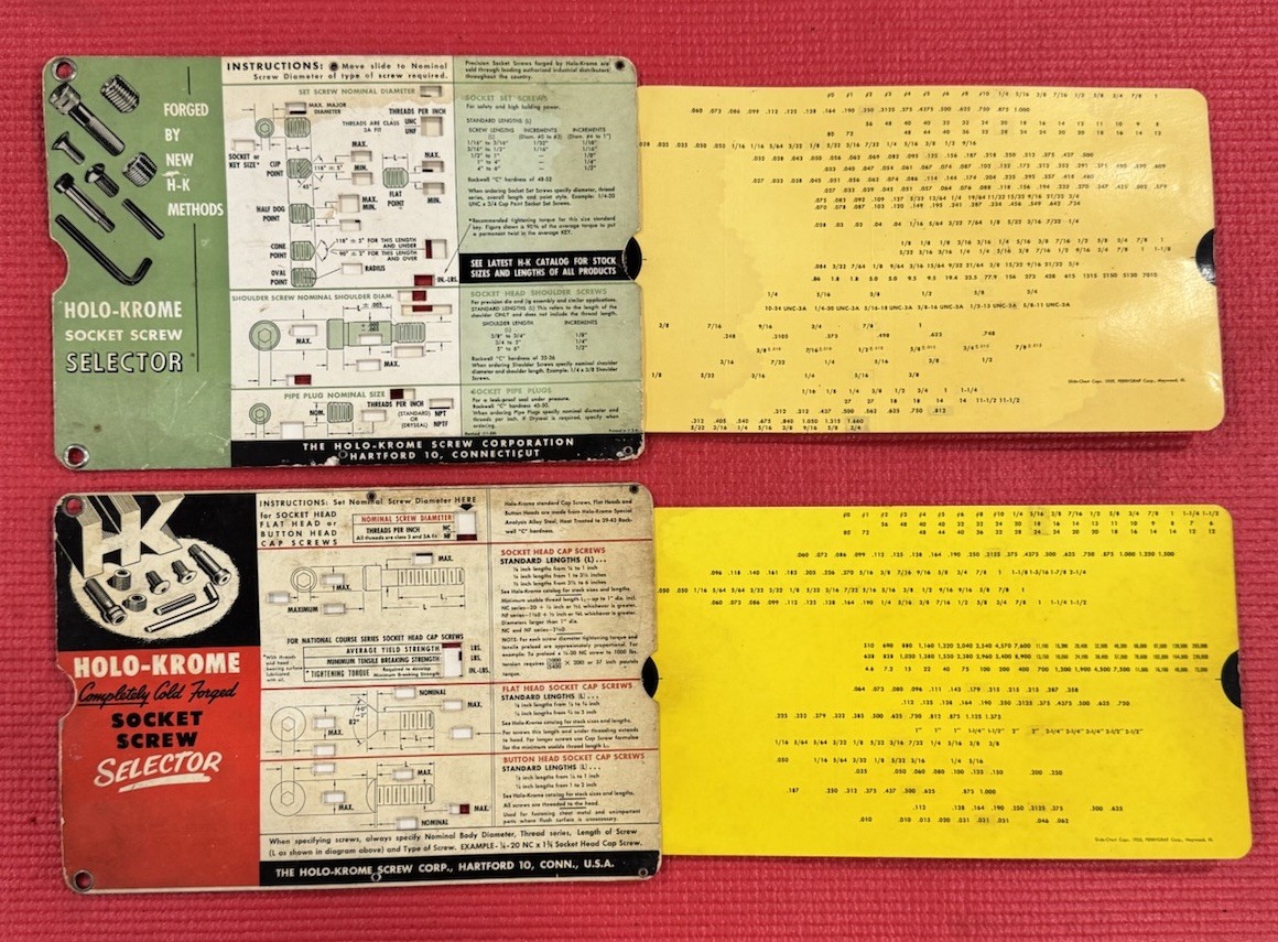 Vintage Holo-Krome Socket Screw Selector manual Lot Of 2 Made In USA -Rare