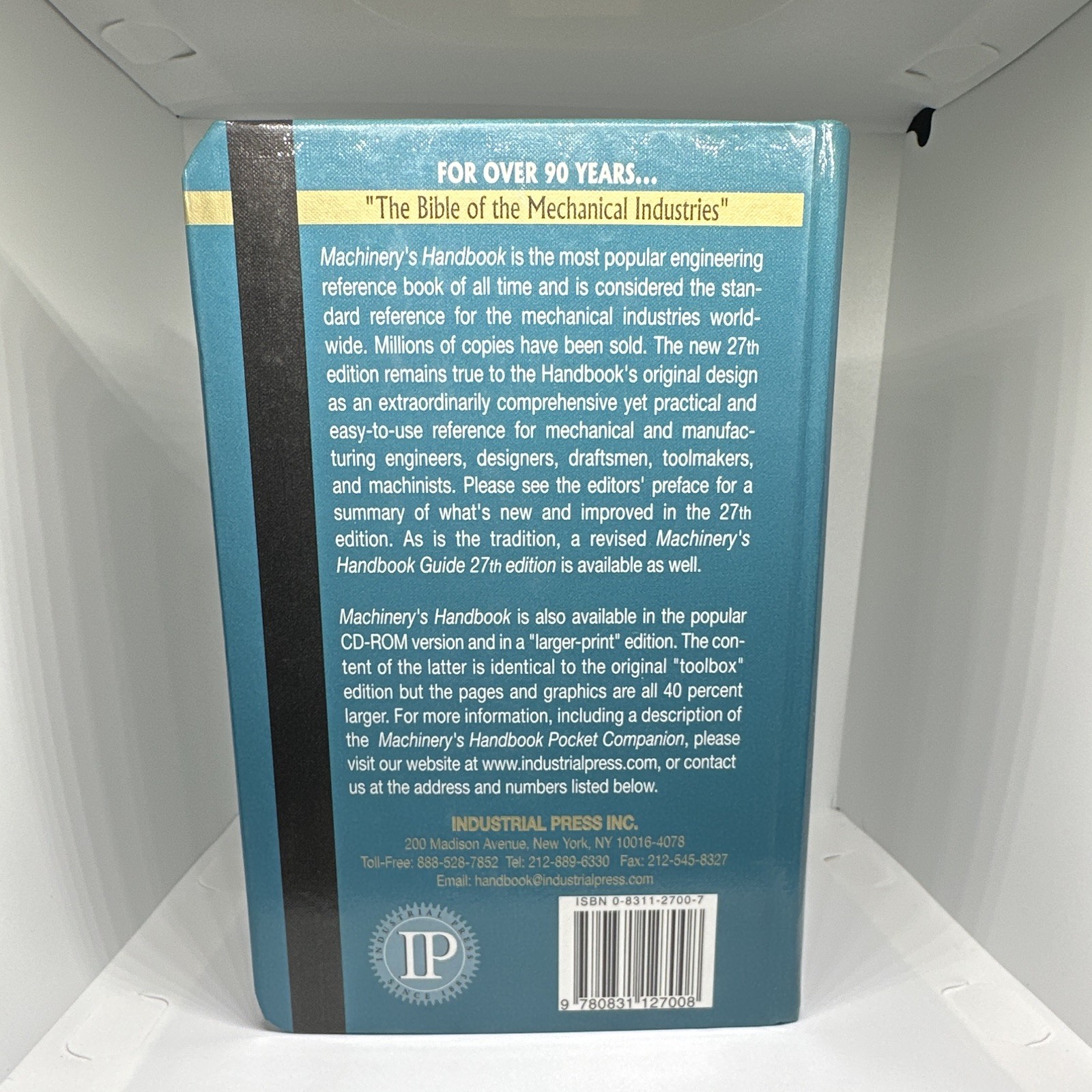 Industrial Press Machinery’s Handbook 27th Edition Hardcover Mechanical Book