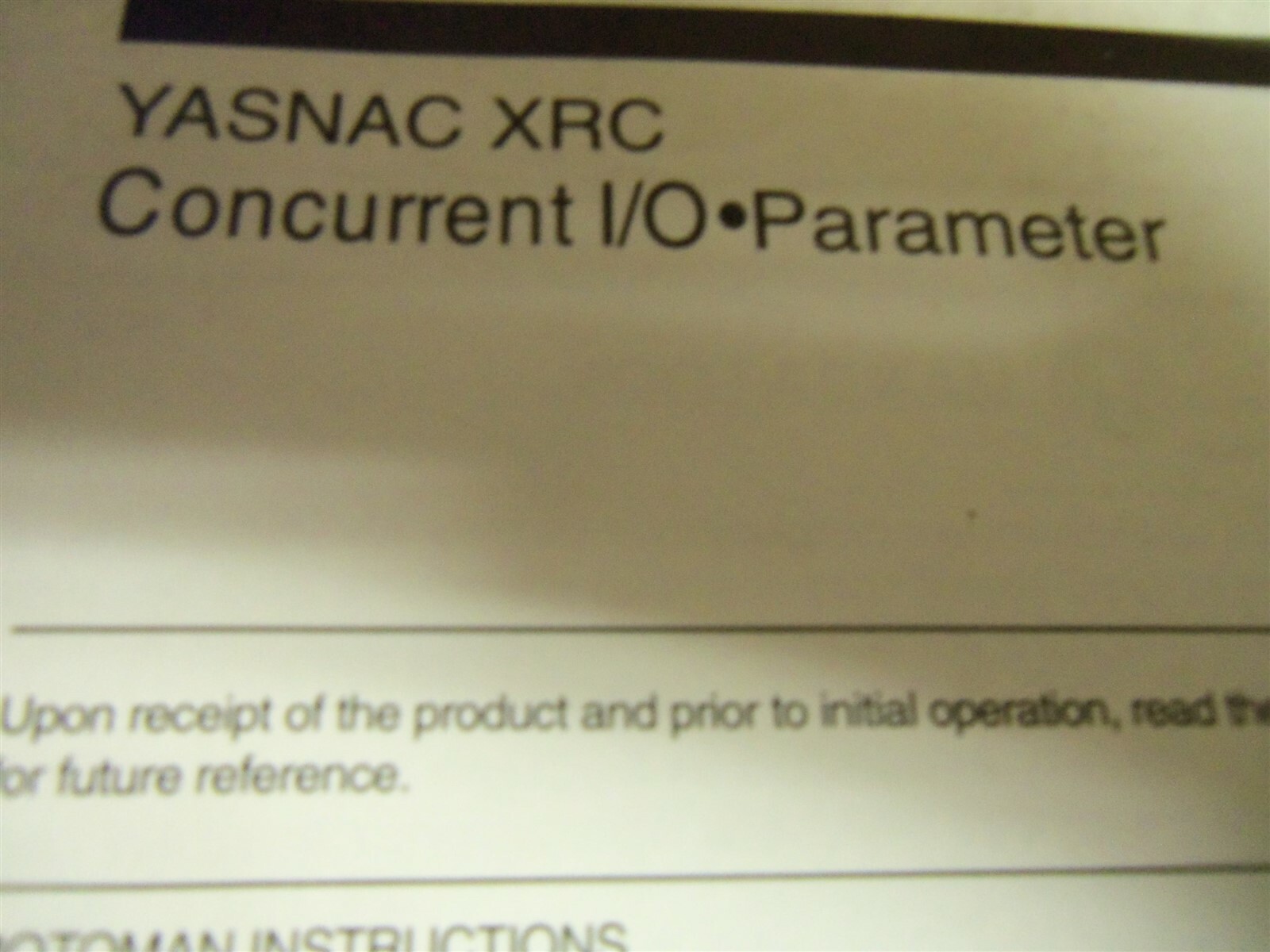 Yaskawa Yasnac XRC Concurrent I/O Parameter Manual RE-CK1-A410 #204