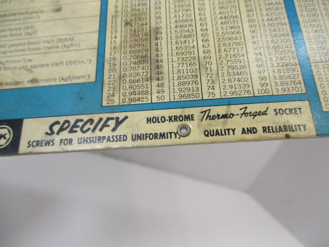 HOLO-KROME Bolt / Socket Head Screw Selector Slide Calculator # 273, Set Screws