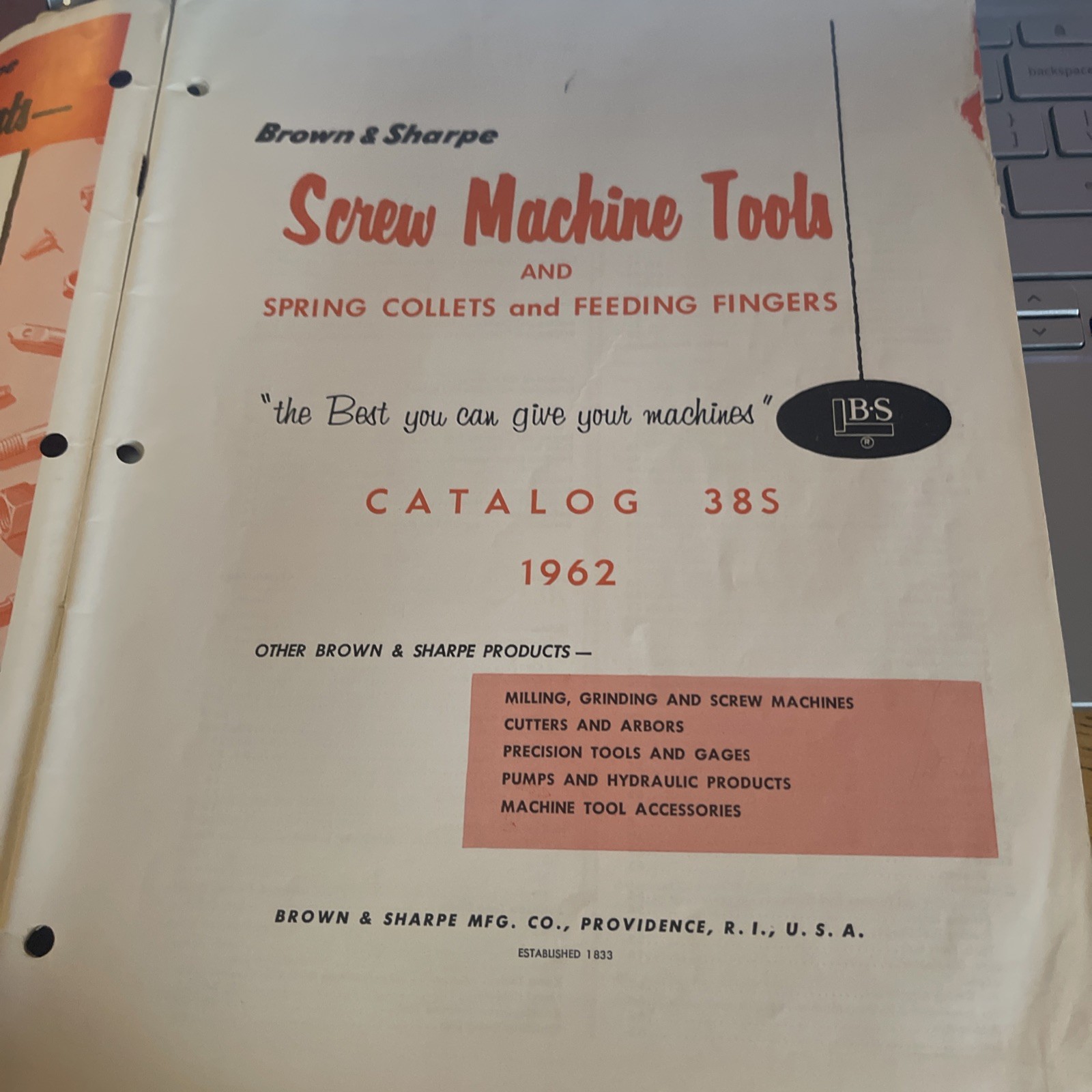 Browne & Sharpe Screw Machine Tools Catalog 38S, 1962