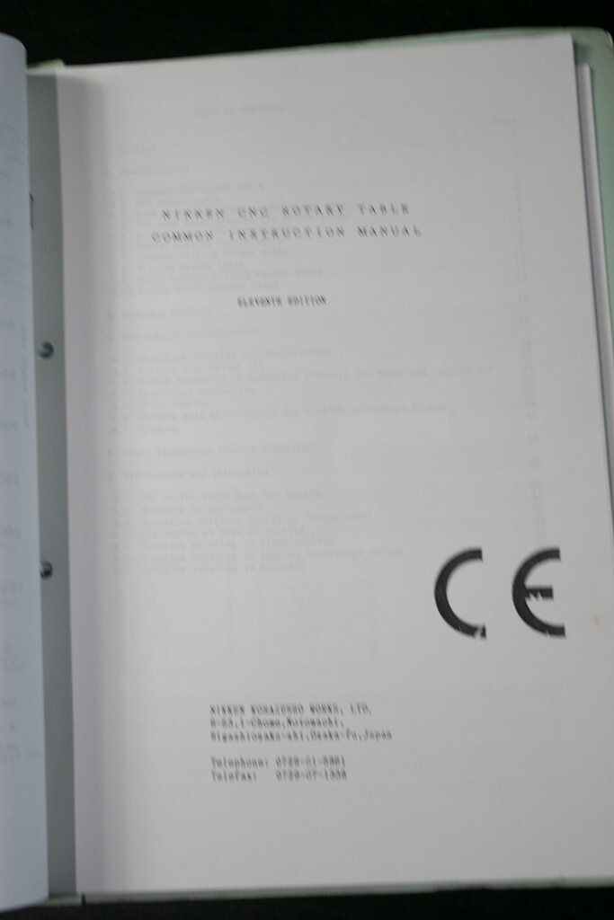 Nikken CNC200 Rotary Table & Common Instruction Manual w/ Wiring Diagram & FANUC