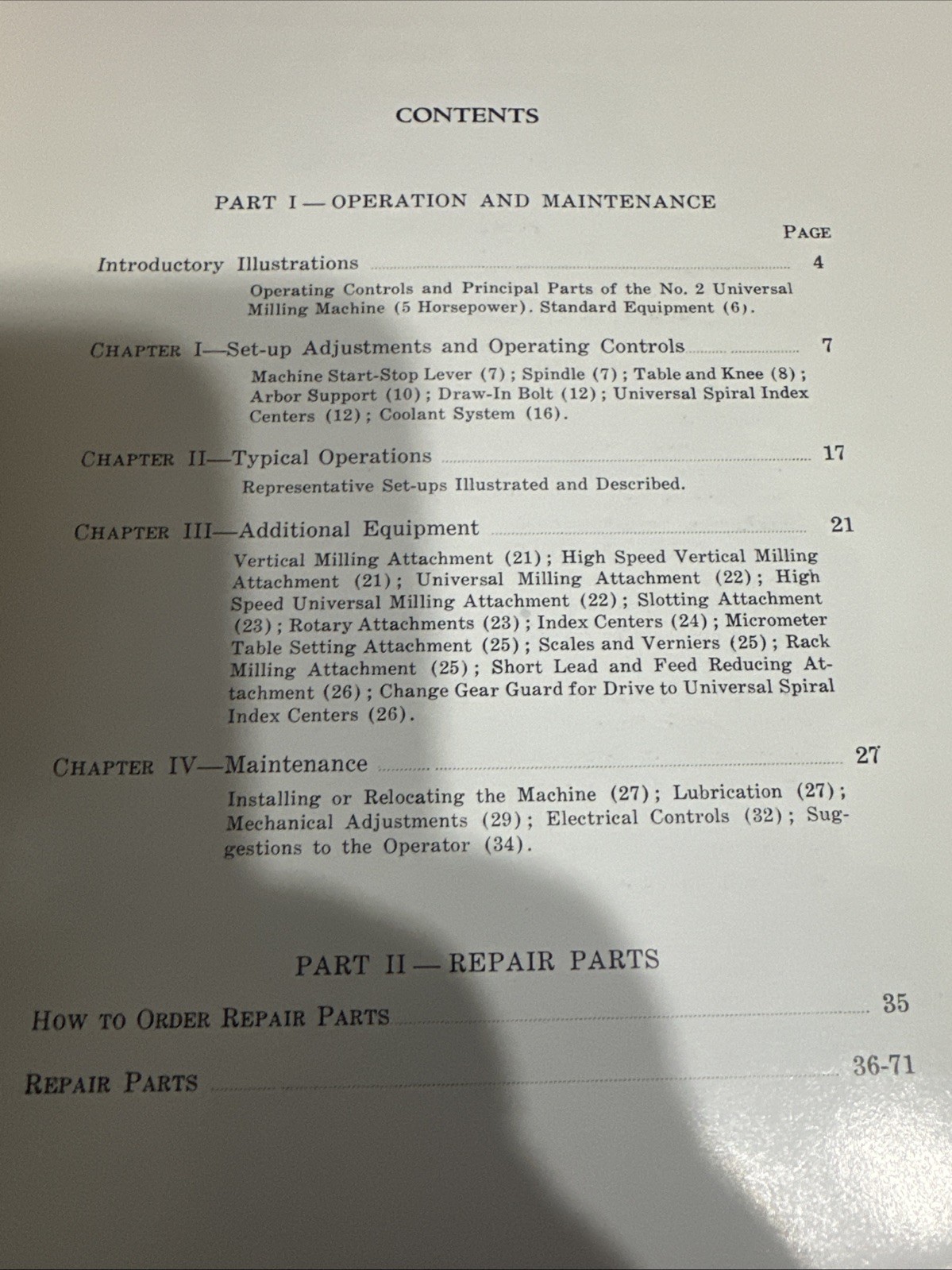 Brown & Sharpe Operation Maintenance Repair Parts Manual No.2 Milling Machine