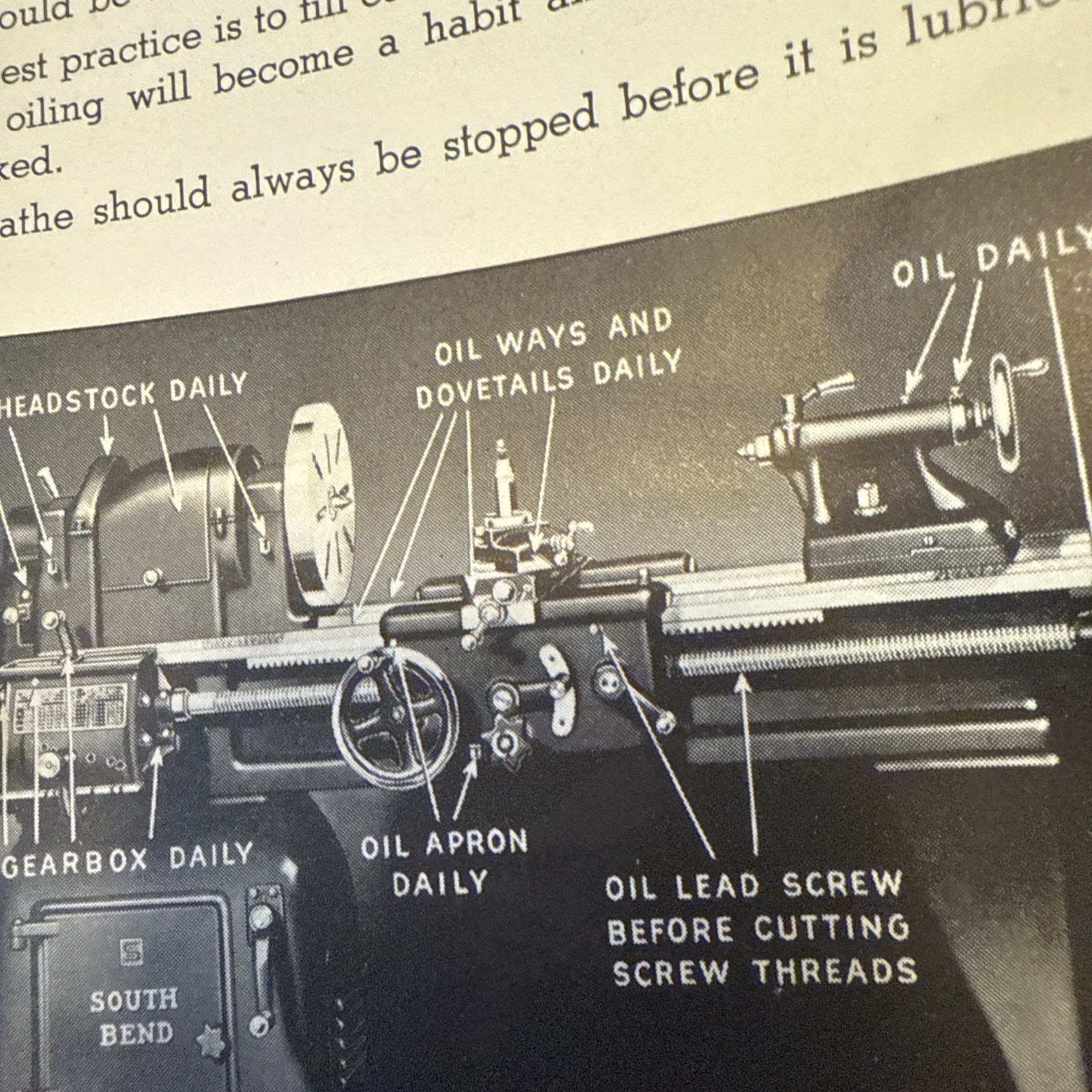 Lathe Manual 1946 South Bend No. H-2 – Oiling the Lathe USA 🇺🇸 Original
