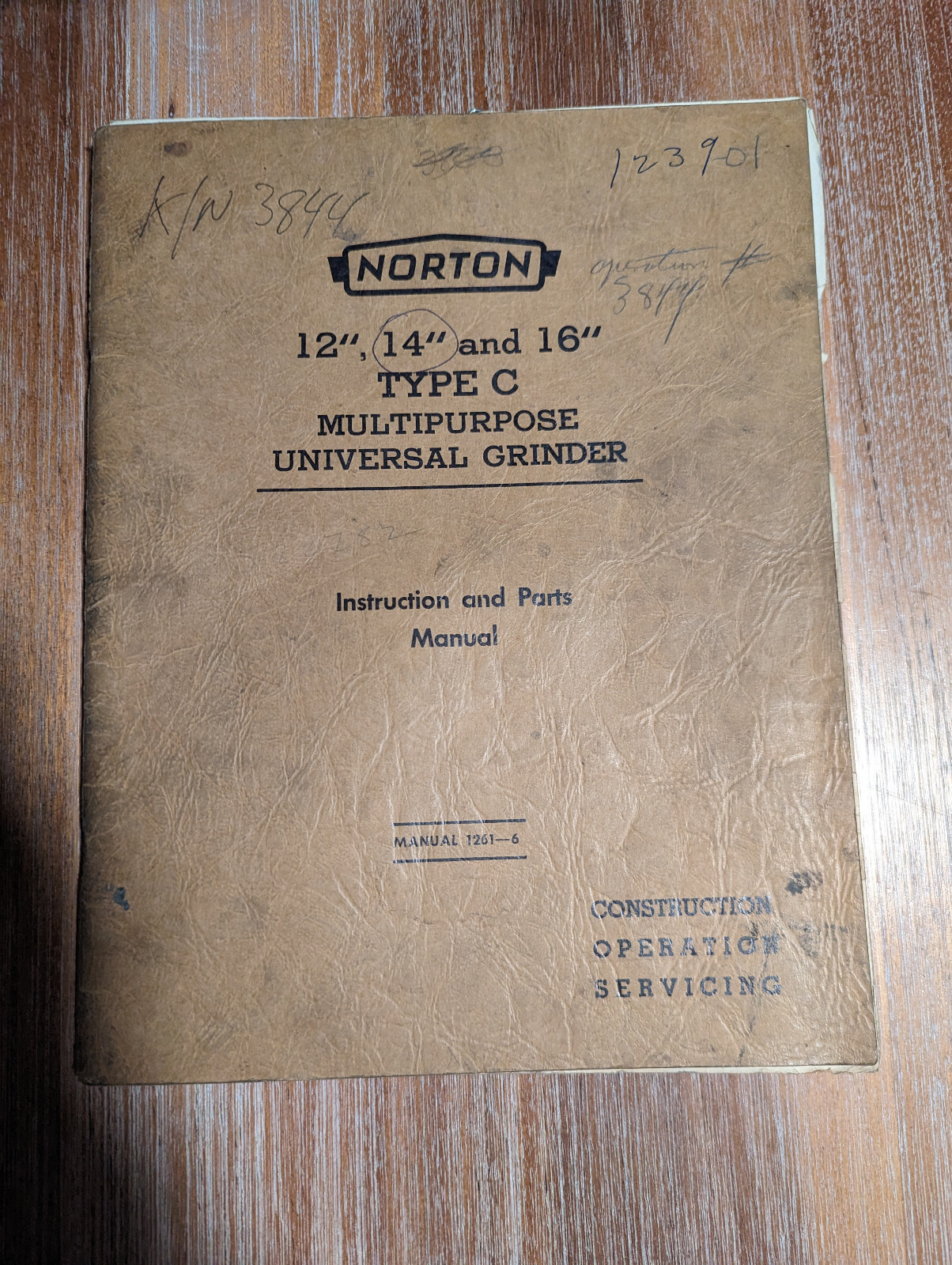 Norton 12/14/16 Type C Universal Grinder Instruction and Parts Manual