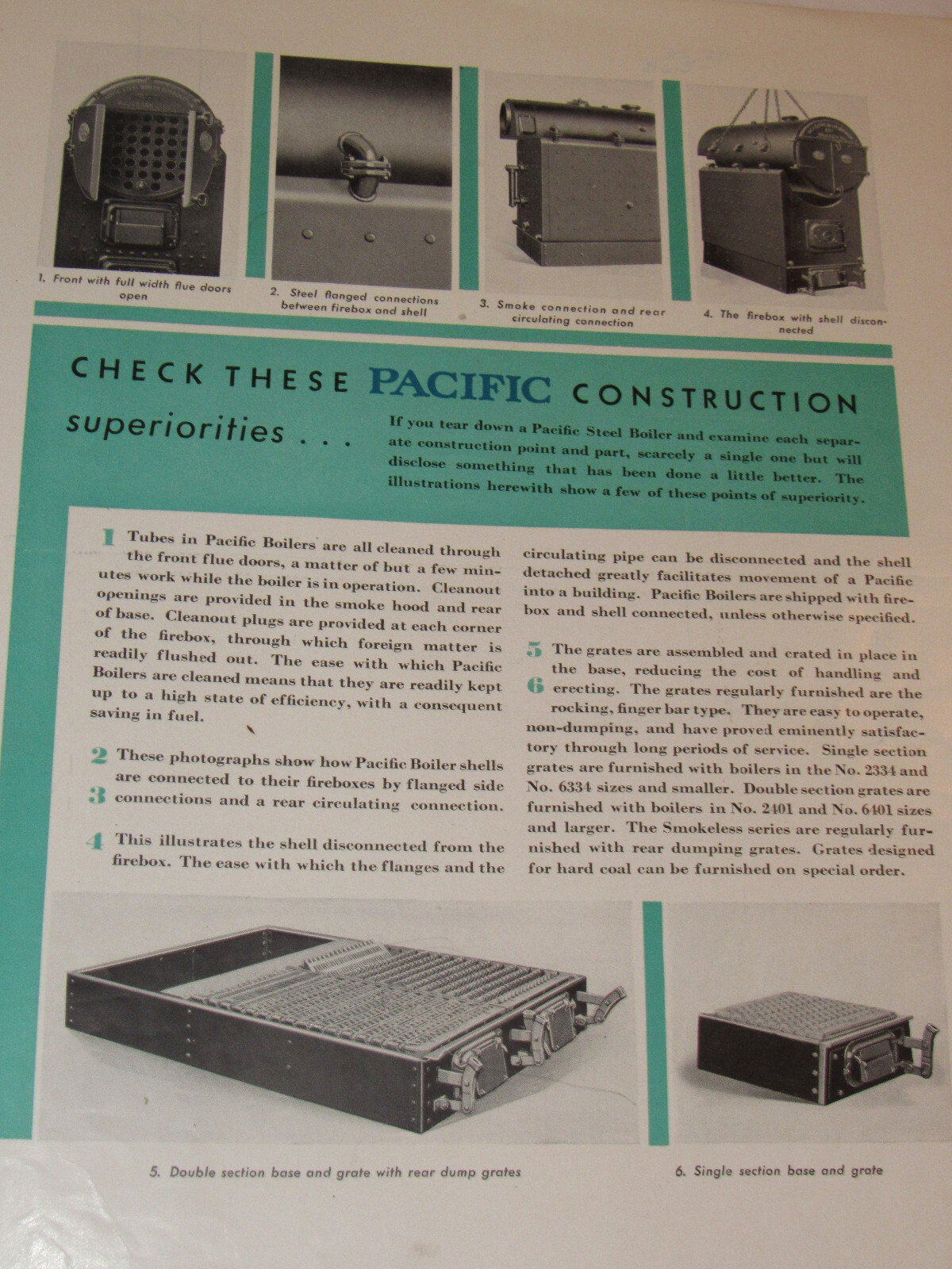 VINTAGE 1930 PACIFIC STEEL BOILER BROCHURE! THE LOW WATER LINE SERIES/PICS/SPECS
