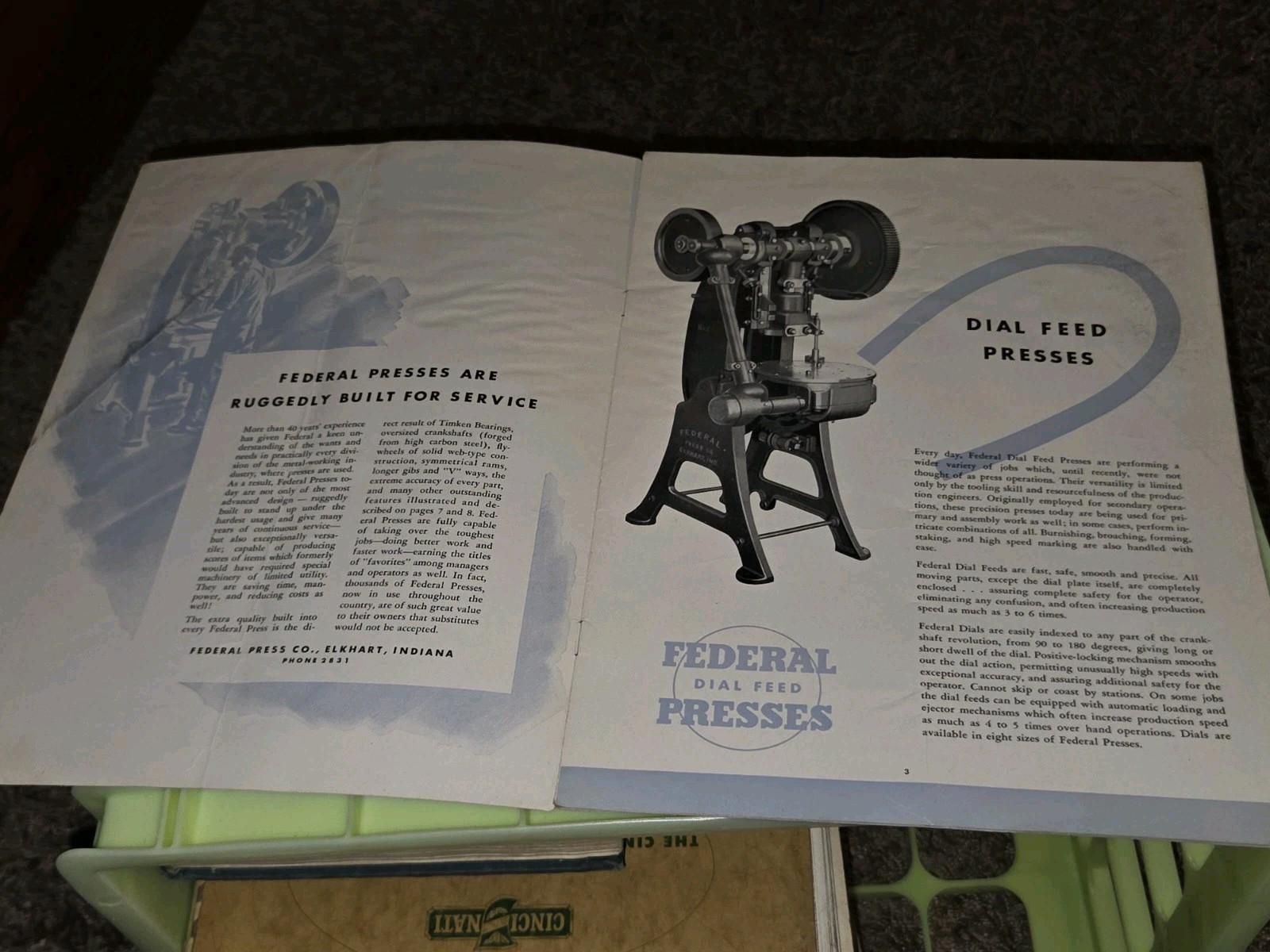 FEDERAL PRESS COMPANY Open Back Dial Feed SALES CATALOG BOOK Machinist Tool VTG