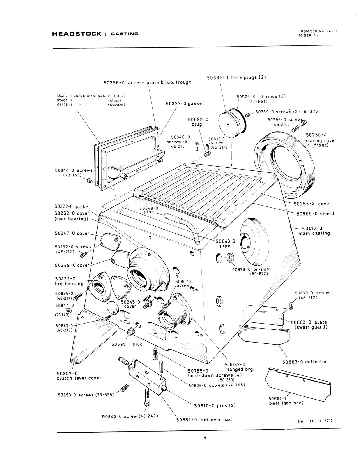 Clausing Colchester 15″ Lathe Service and Parts Manual sn: 22096 to 31470 *42