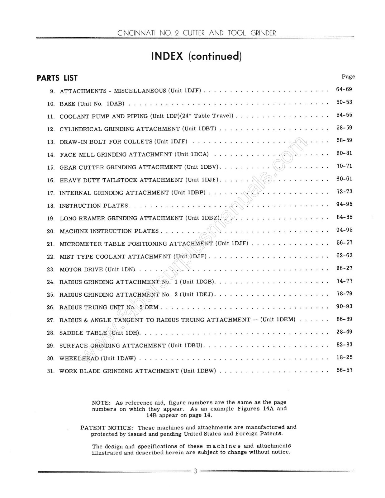 Cincinnati No 2 Cutter & Tool Grinder Model LL Service Manual & Parts List *367