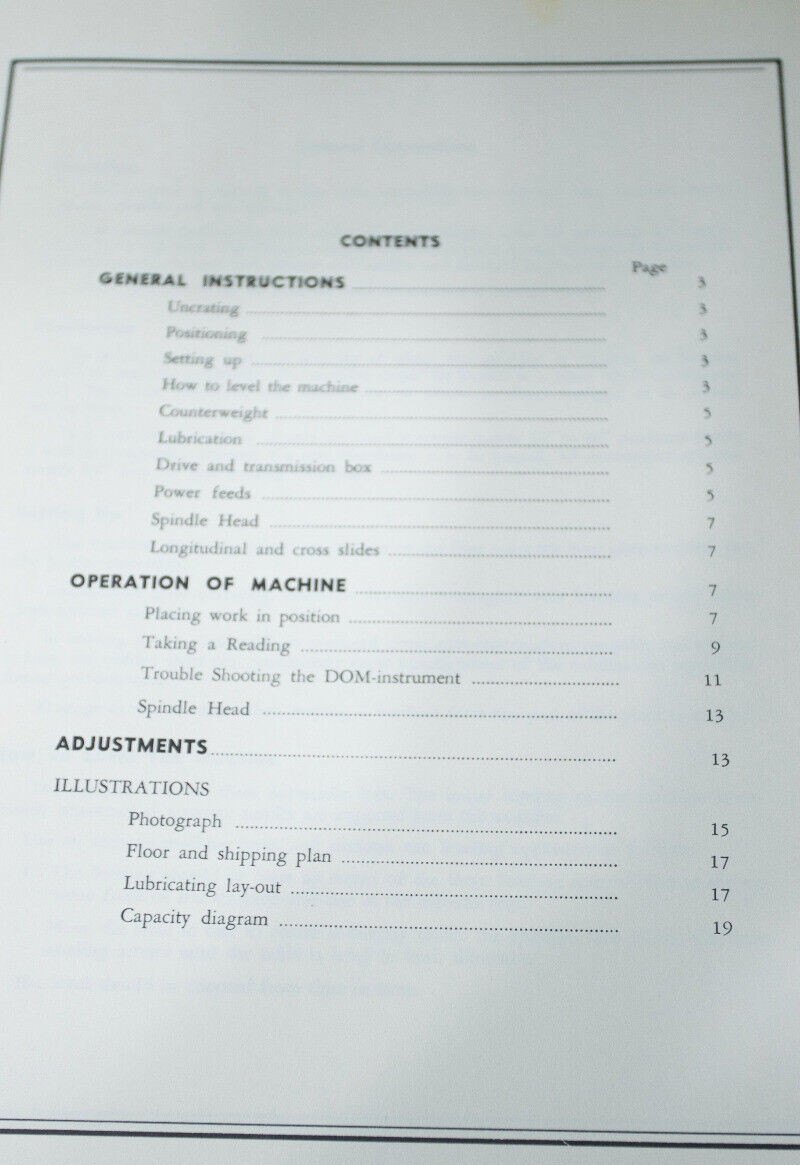Atlantic 4000 Series Jig Borer Operational Manual