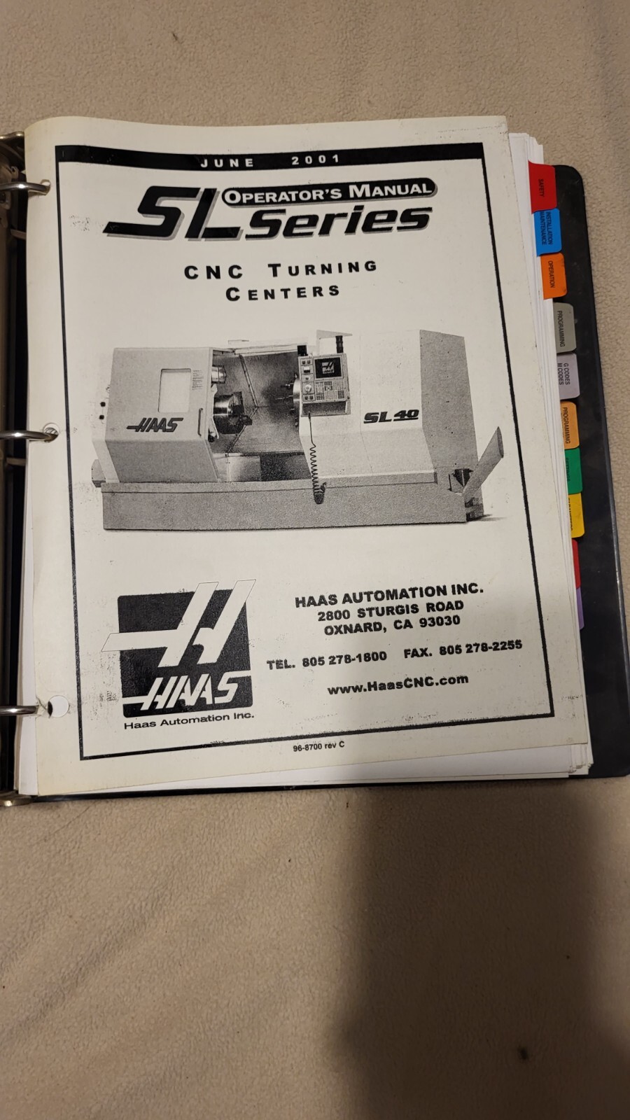HAAS CNC LATHE SL 10 20 30 40 Series Programming Operations Owners Manual Book