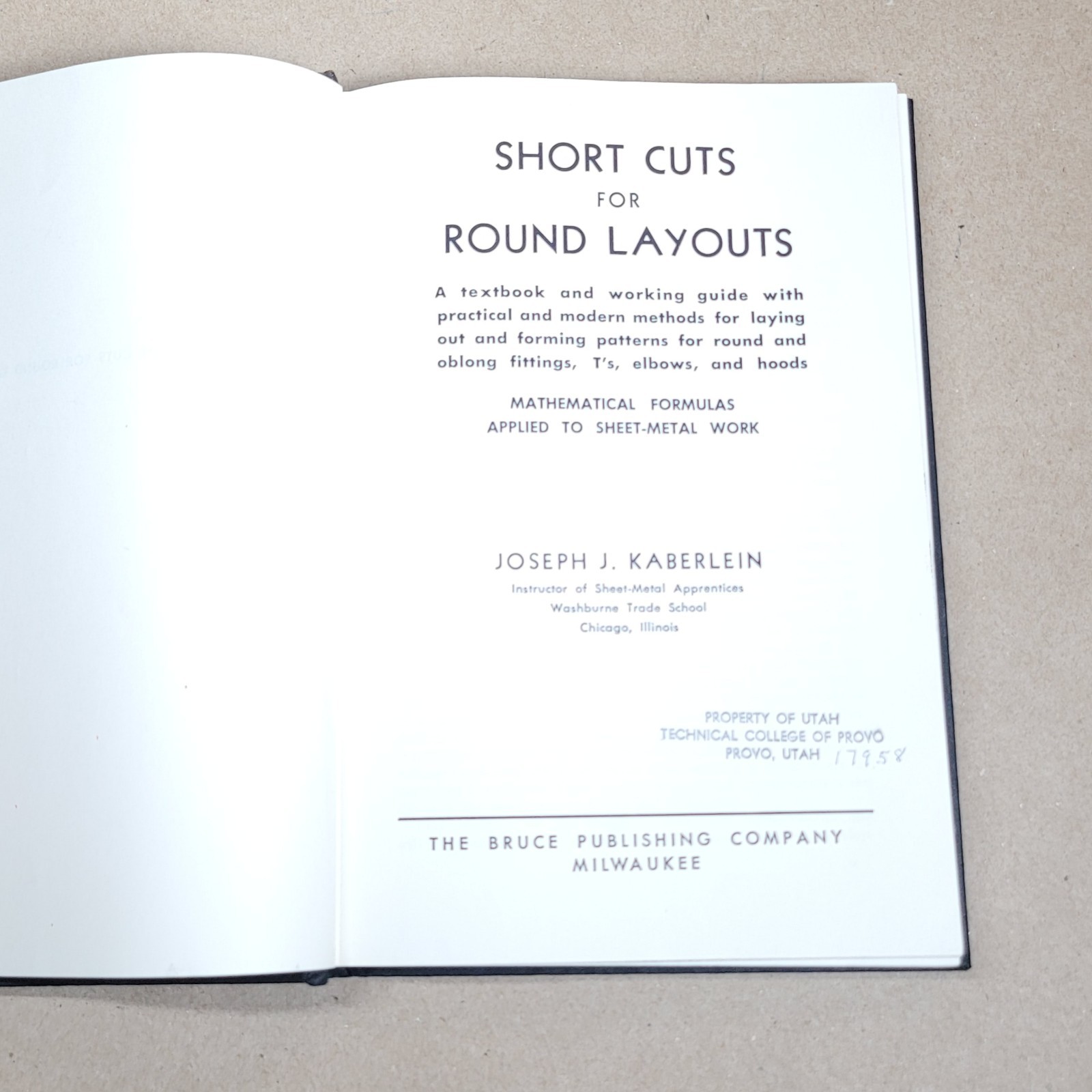1968 Short Cuts for Round Layouts By Joseph J Kaberlein Hardcover