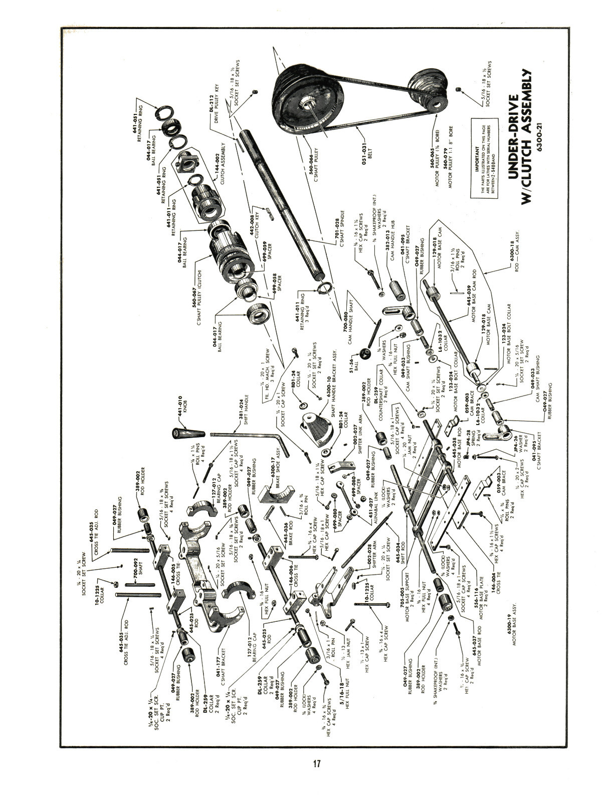 Clausing 12″ 6300 Series Lathe Operator and Parts List Manual #1367