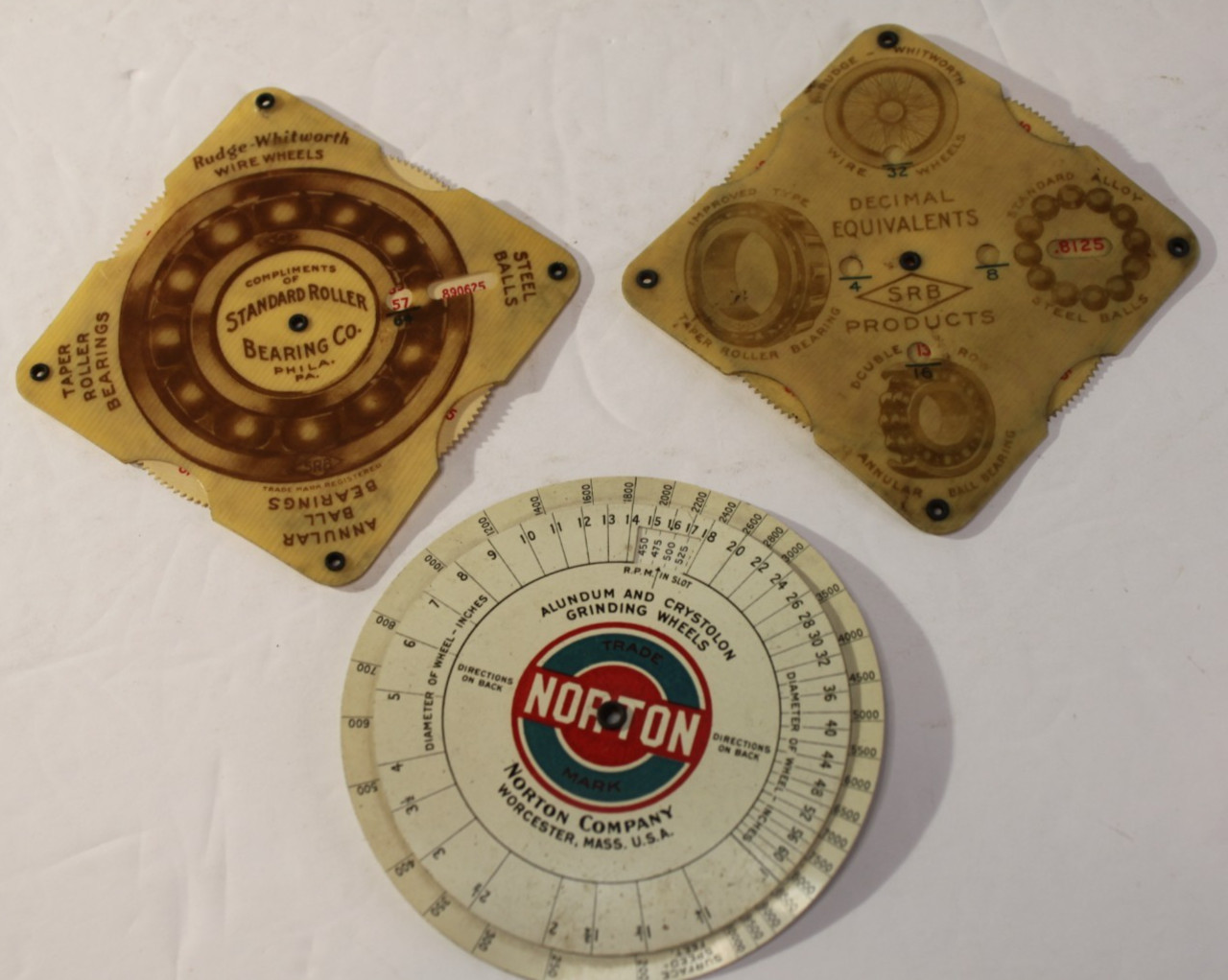 LOT-3 Vintage Standard Roller Bearing Norton Decimal Machinist Calculators