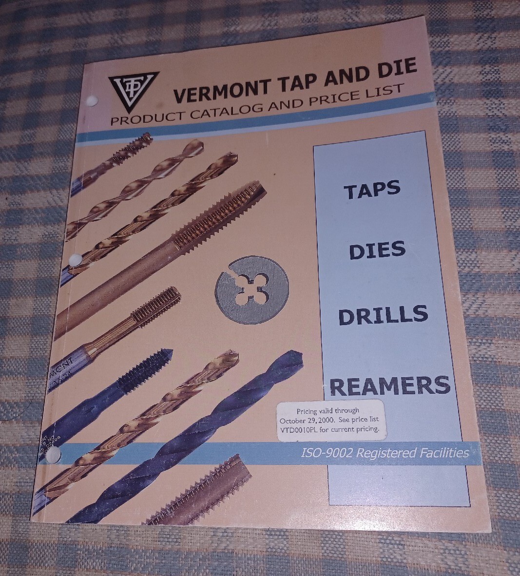 1999/2000 VERMONT TAP AND DIE PRODUCT CATALOG & Price List Book MACHINIST TOOLS