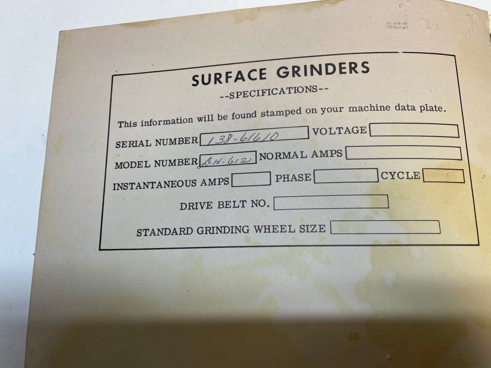 DoAll DH-612 Surface Grinder Parts Manual