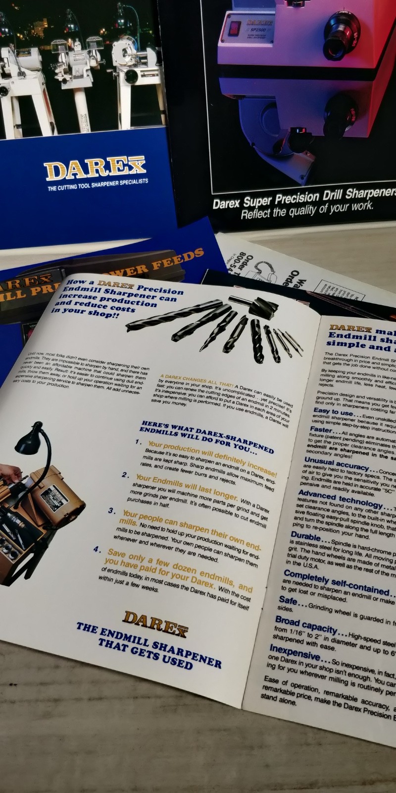 Darex catalogs / brochures E-90 E-85 M5 M4 M3 Sharpeners drill press SP2000 C4
