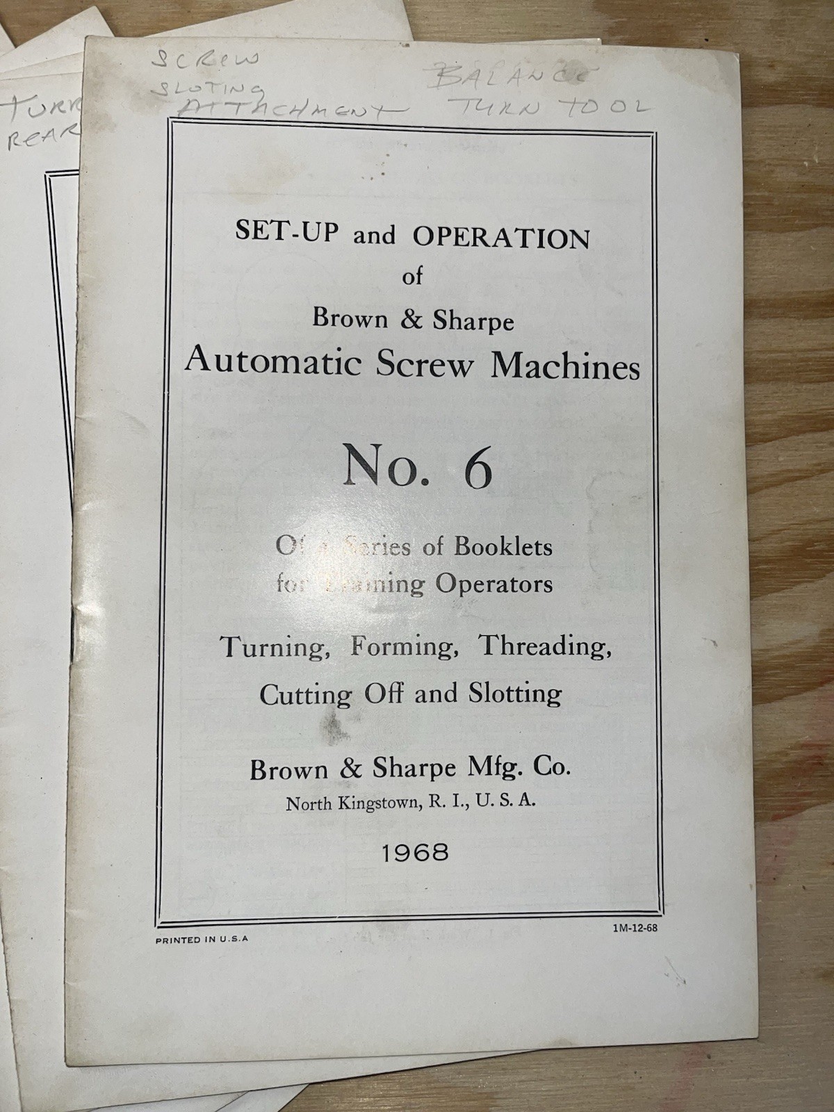 Complete Set Brown & Sharpe Automatic Screw Machine OperatorTrainingManuals 1968