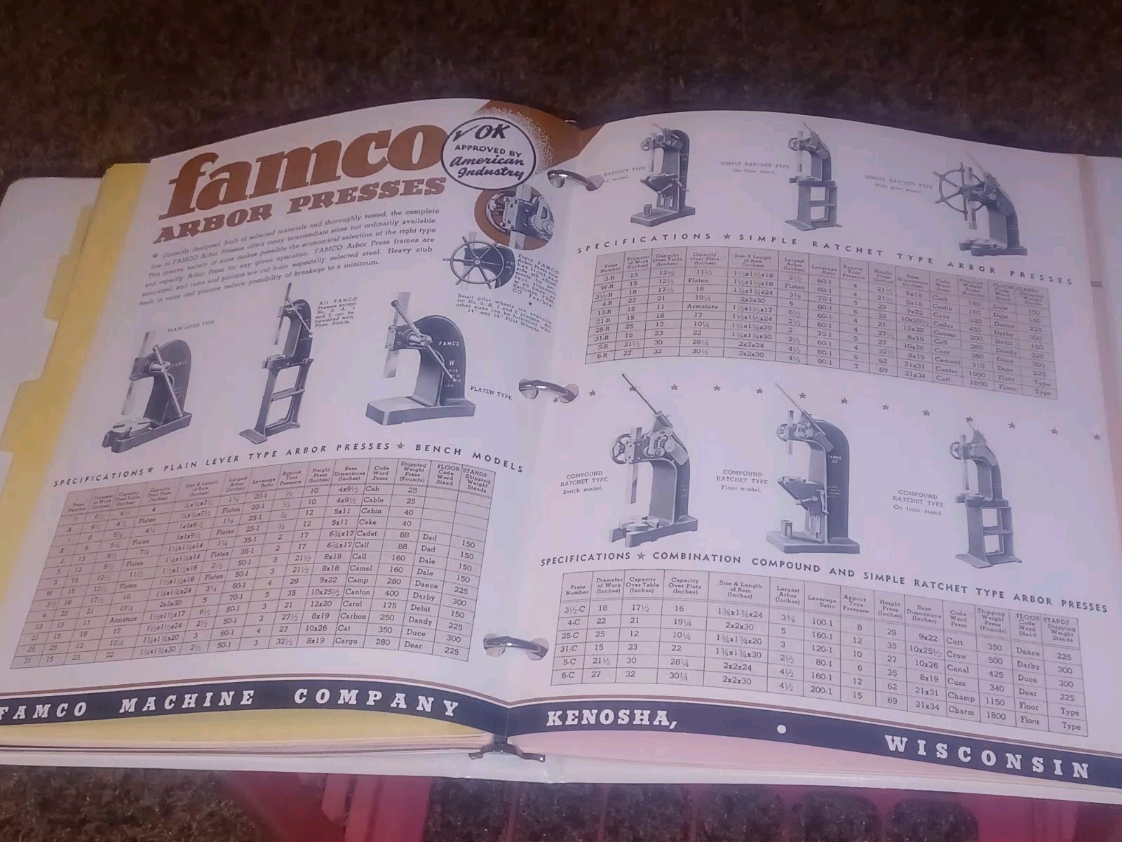 FAMCO MACHINE CO CATALOG CATALOG LOT MILLING MACHINE SQUARING SHEARS PRICE LISTS
