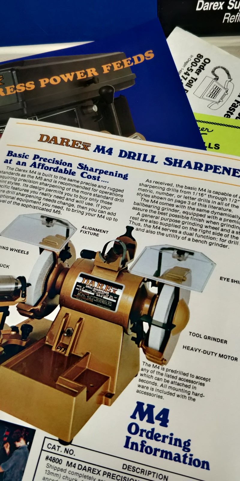 Darex catalogs / brochures E-90 E-85 M5 M4 M3 Sharpeners drill press SP2000 C4