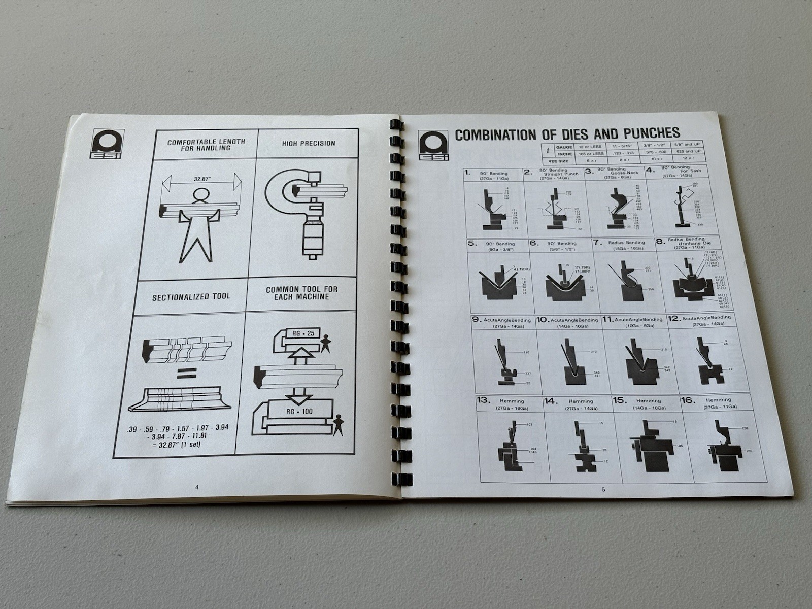 1980 Amada Bending Toolings Catalog – Dies, Punches, Force Charts – Press Brake