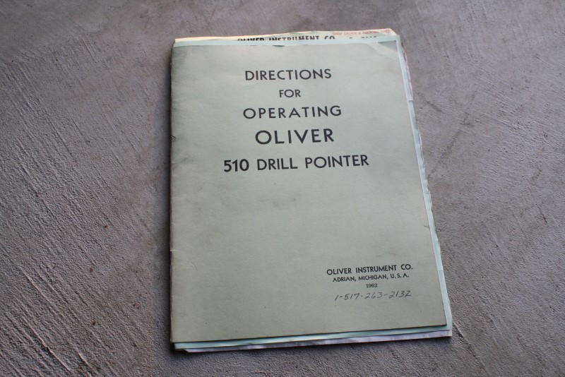 Original Oliver 510 Drill Pointer Grinder Operating, Parts, and Service Manual