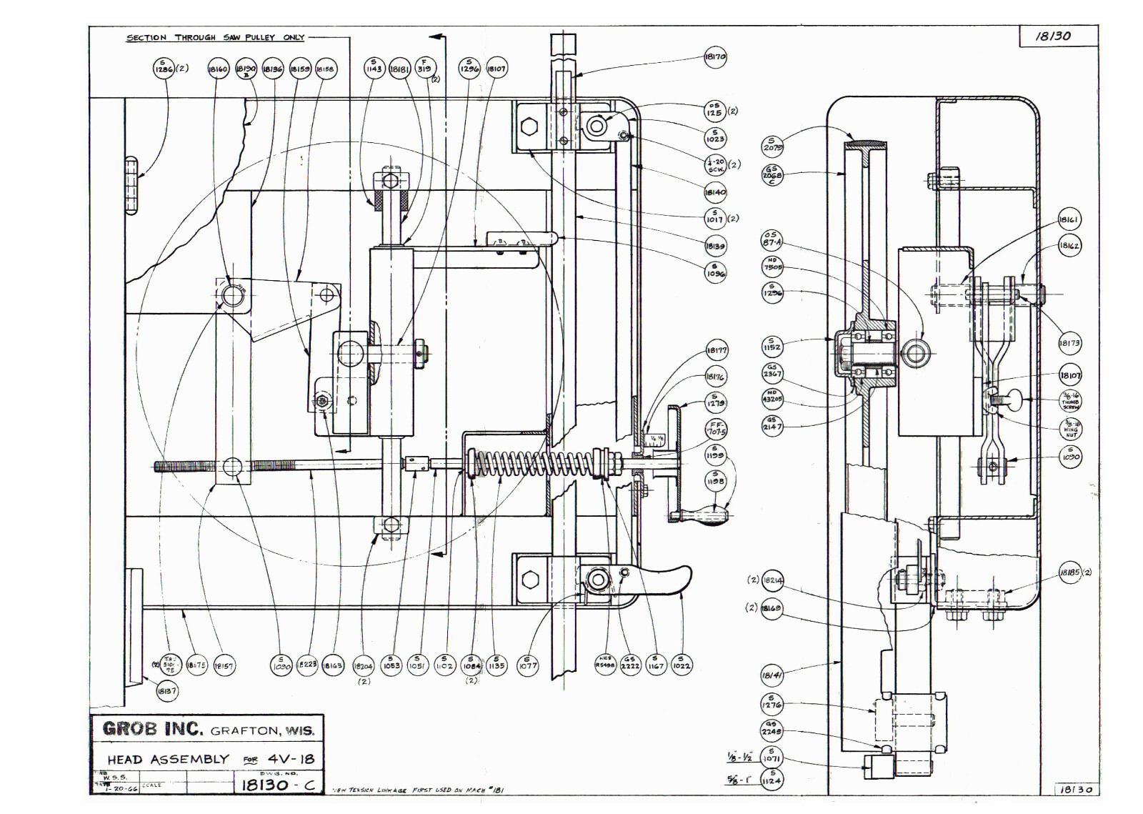 Grob 4V-18 Bandsaw & RWA, RWB Blade Welder Operator & Parts List Manual #579