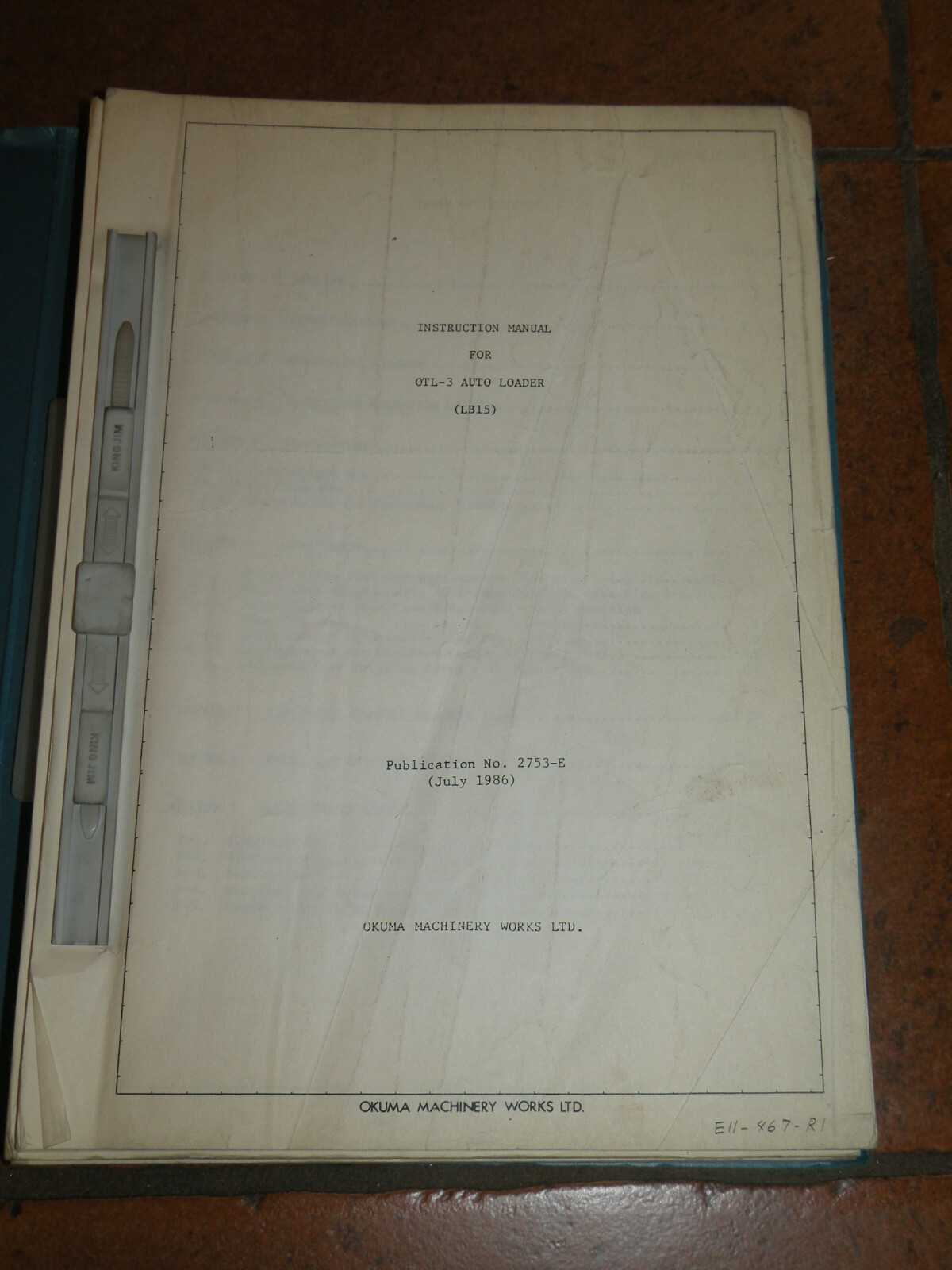 Okuma Manuals for OTL-3 Autoloader Touchsetter OSP 500L-G 5000L-G 2753-E 1986
