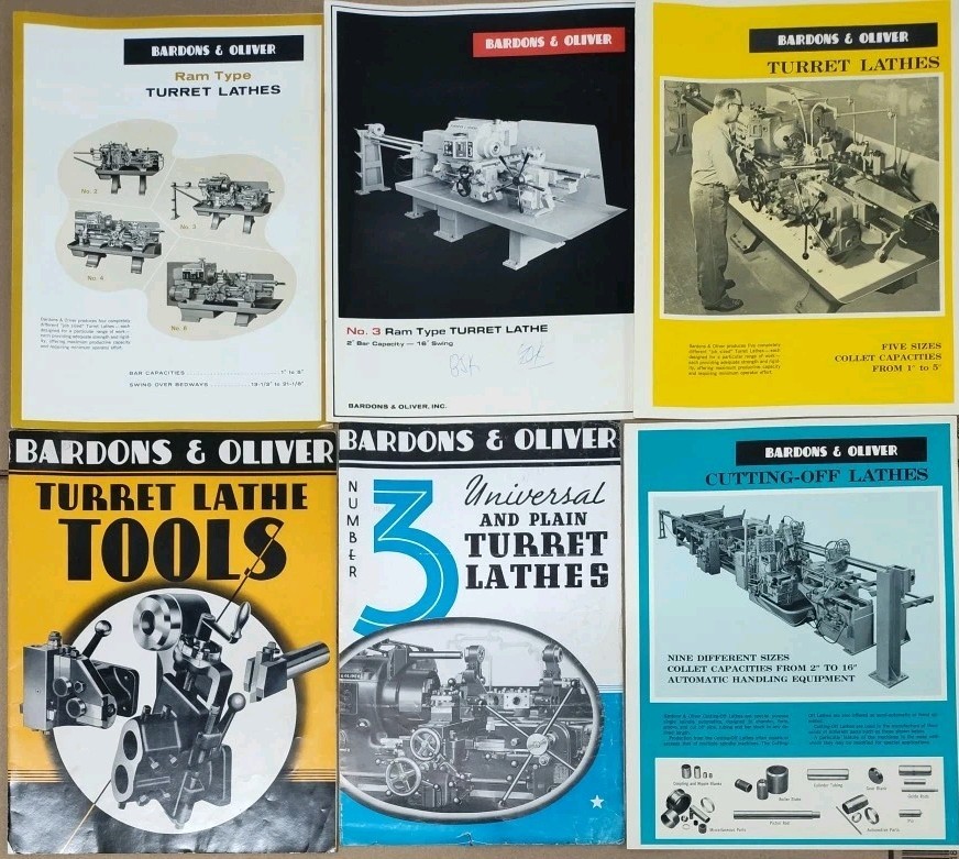 Milling Machinery & Tools Bardons & Oliver Inc Lathes 6 Brochure Lot W Catalog