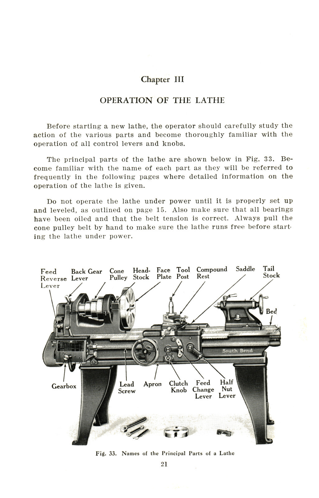 South Bend Lathe Operators Manual for All 1906-1940 year model Lathes #1333