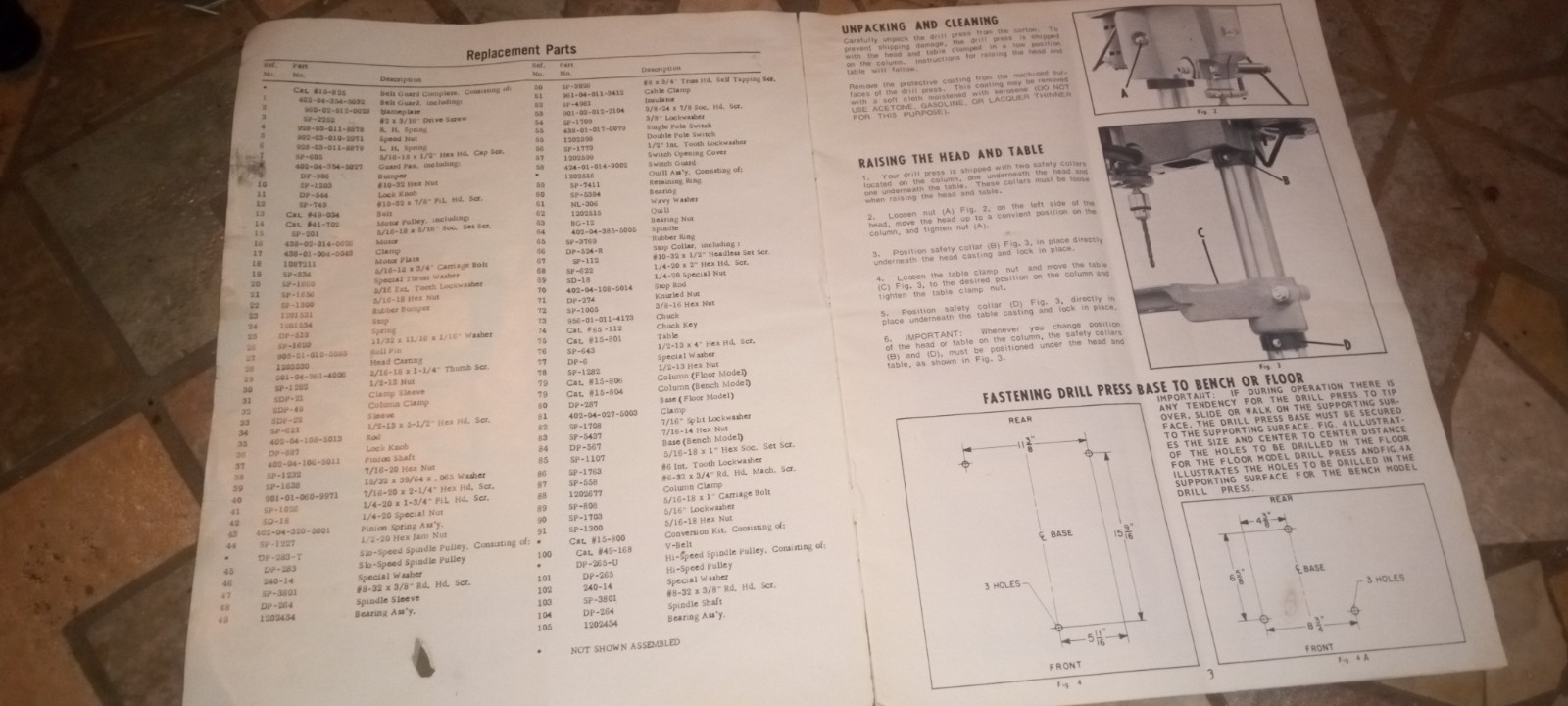 Rockwell Delta 15 Inch Utility Drill BENCH AND FLOOR Press Manual 14 Pages $11
