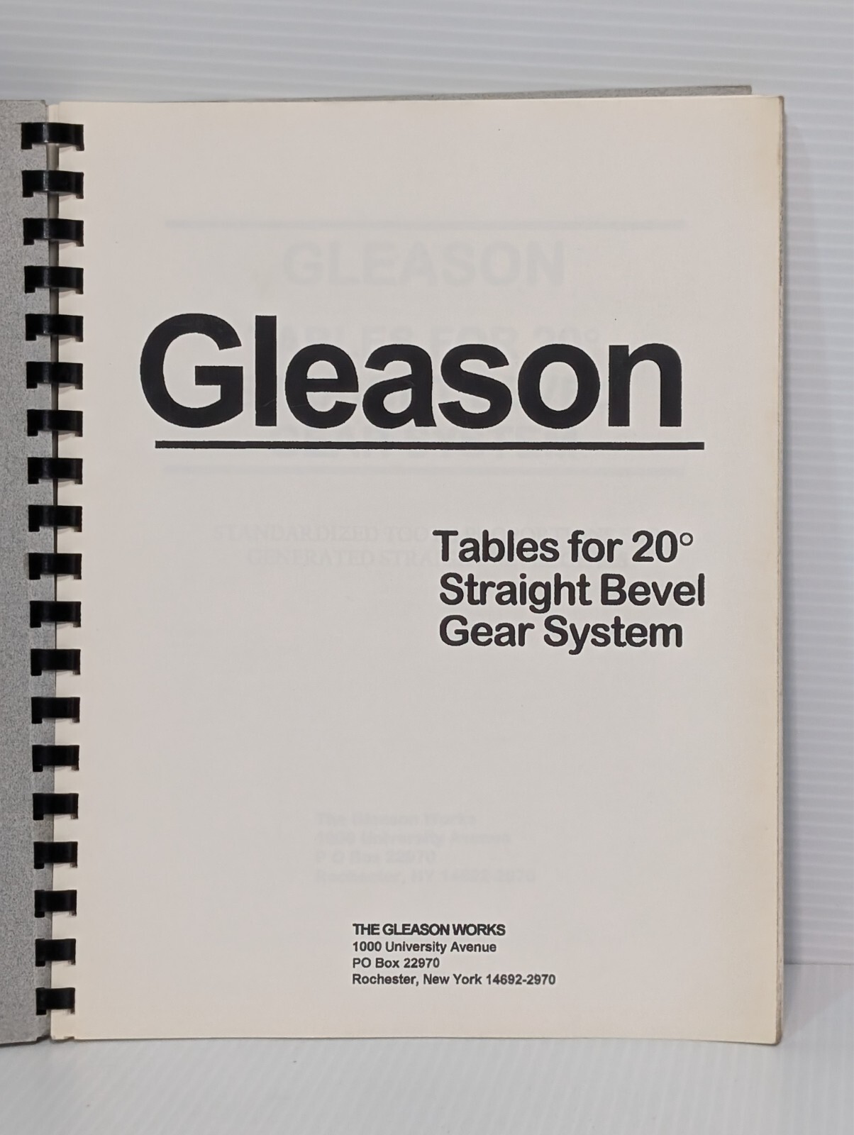 Gleason Tables for 20 Degree Straight Bevel Gear System, Revised 1978