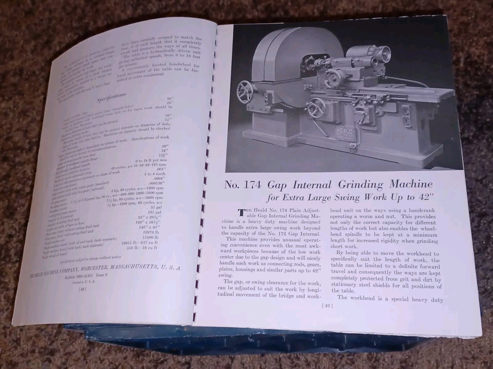 HEALD COMPANY Precision GRINDING BORING Borizing MACHINES CATALOG BOOK Issue 13