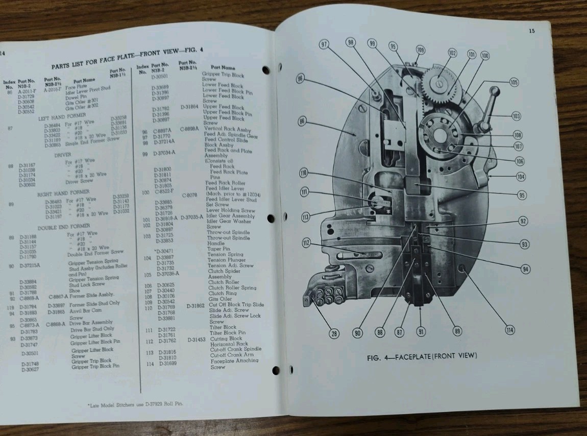 Acme-Morrison NB3 Bookbinding Machine Operating Instructions Parts List Steel