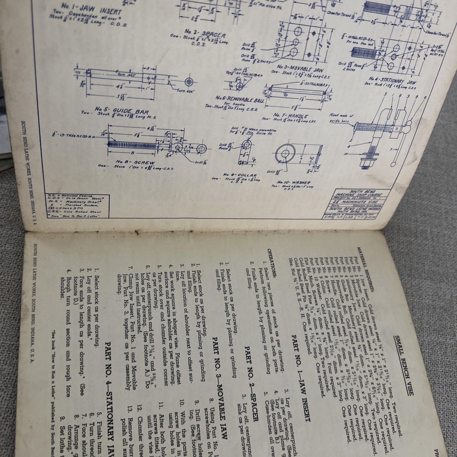 South Bend Lathe Works Manuals Booklets Lot How to Run a Lathe Machinist 1942