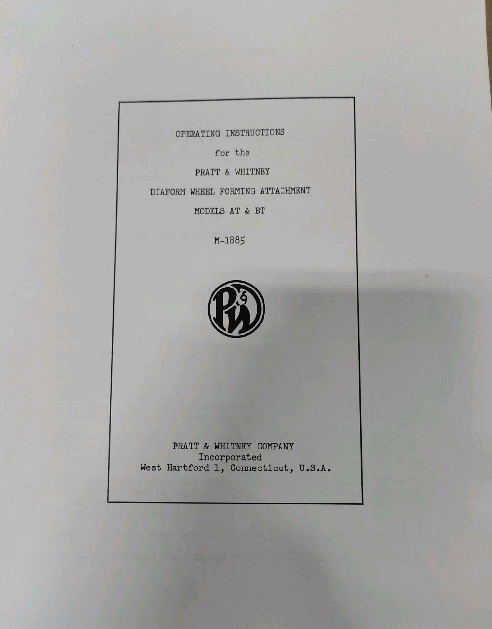 Pratt & Whitney Diaform Wheel Forming Attachment Instruction Book Manual Vtg