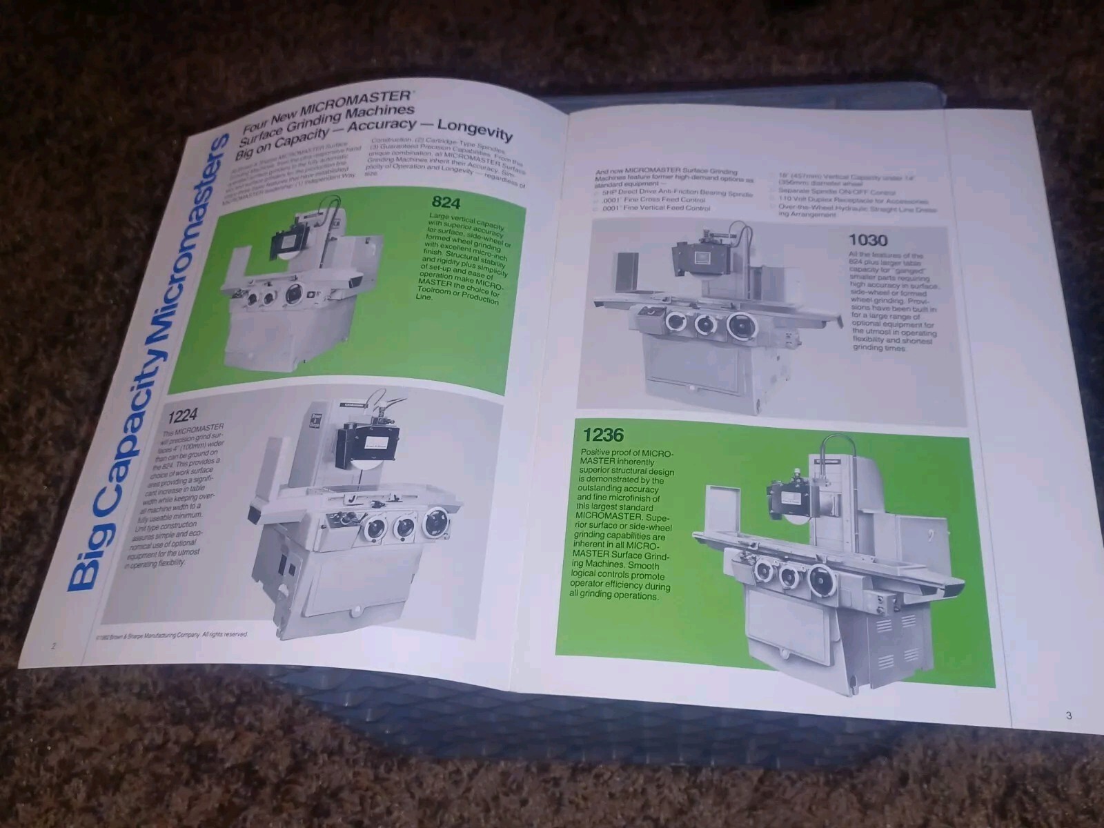 Brown & Sharpe 824 1030 1224 1236 Micromaster Grinding Machines Catalog Book