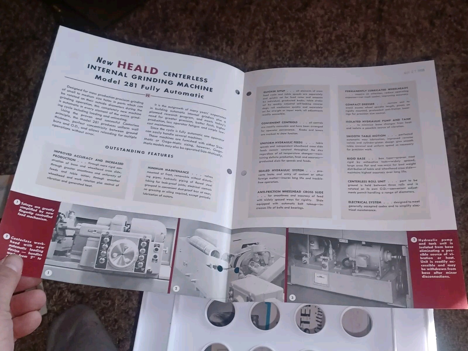 HEALD COMPANY Sales Catalog MODEL 281 Centerless Internal GRINDING MACHINE Vtg