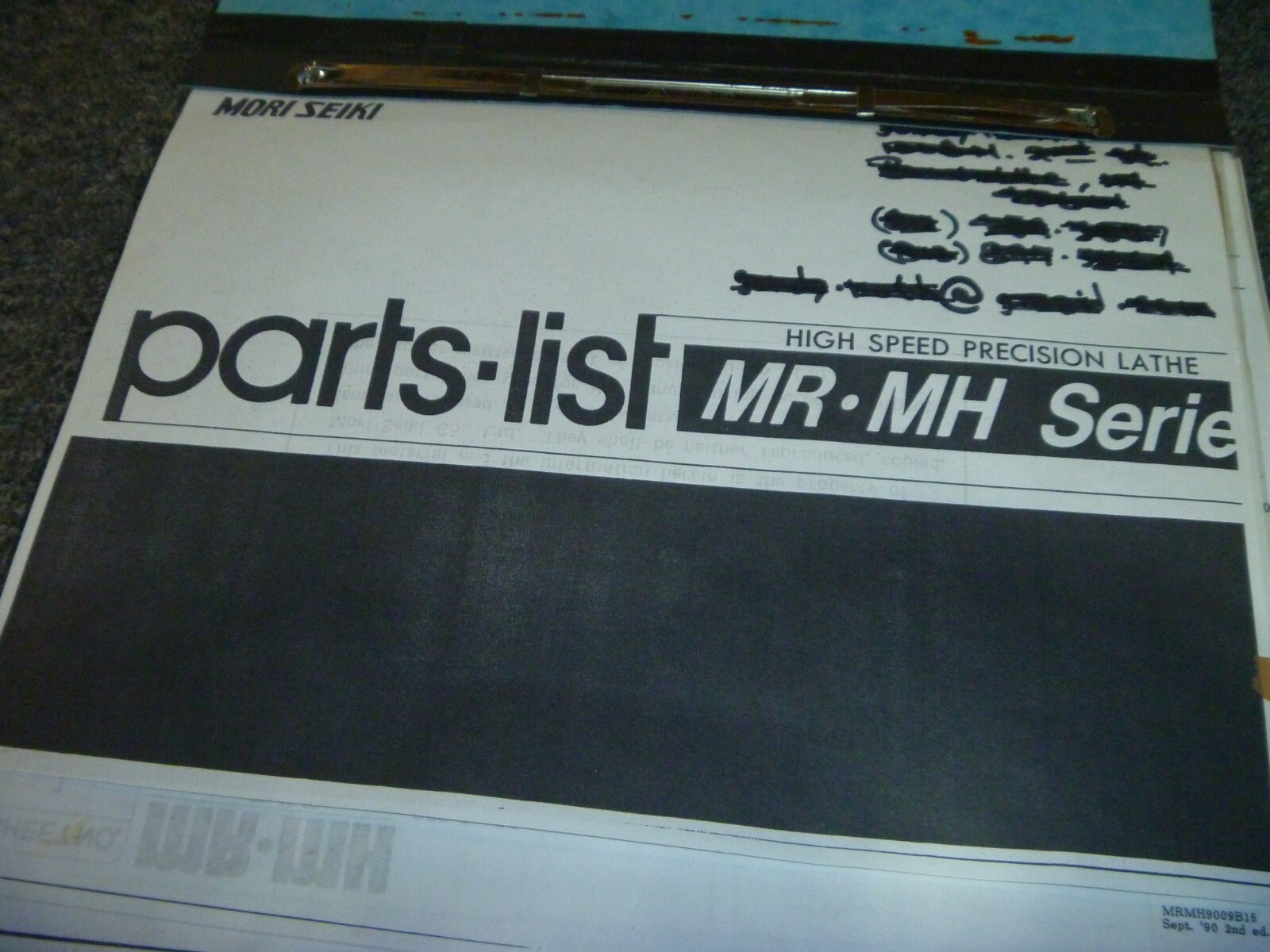 Mori Seiki MR & MH High Speed Precision Lathe Parts Catalog Manual List
