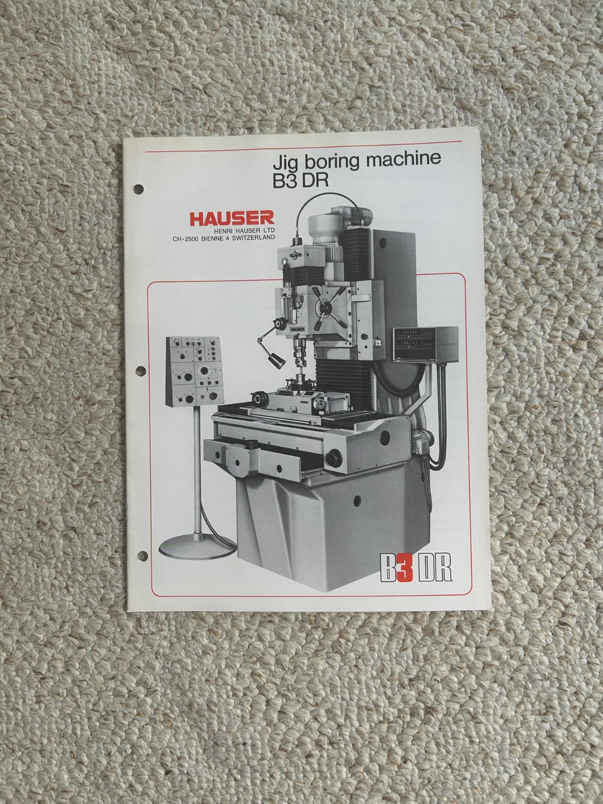 Hauser B3 DR Jig Boring Machine, Sales Catalog, Swiss Made