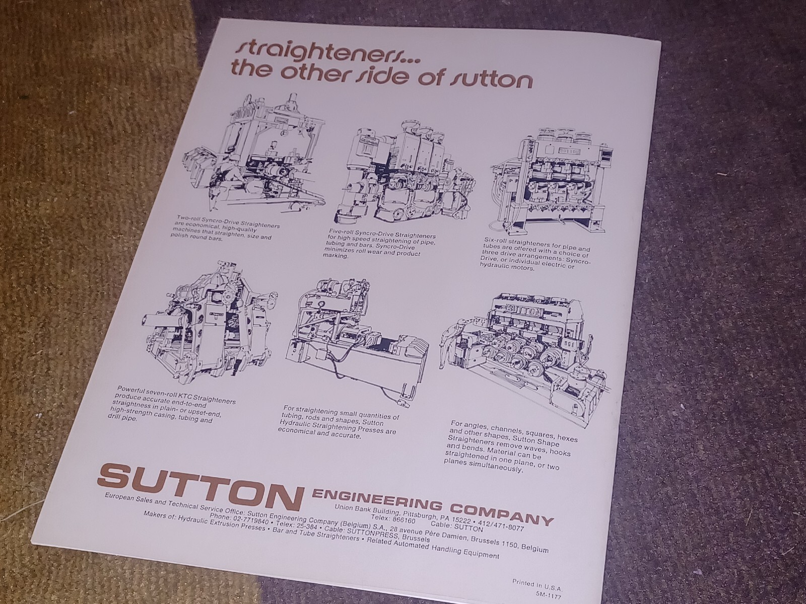 SUTTON ENGINEERING COMPANY PITTSBURGH Extrusion Press Equipment CATALOG BOOKLET