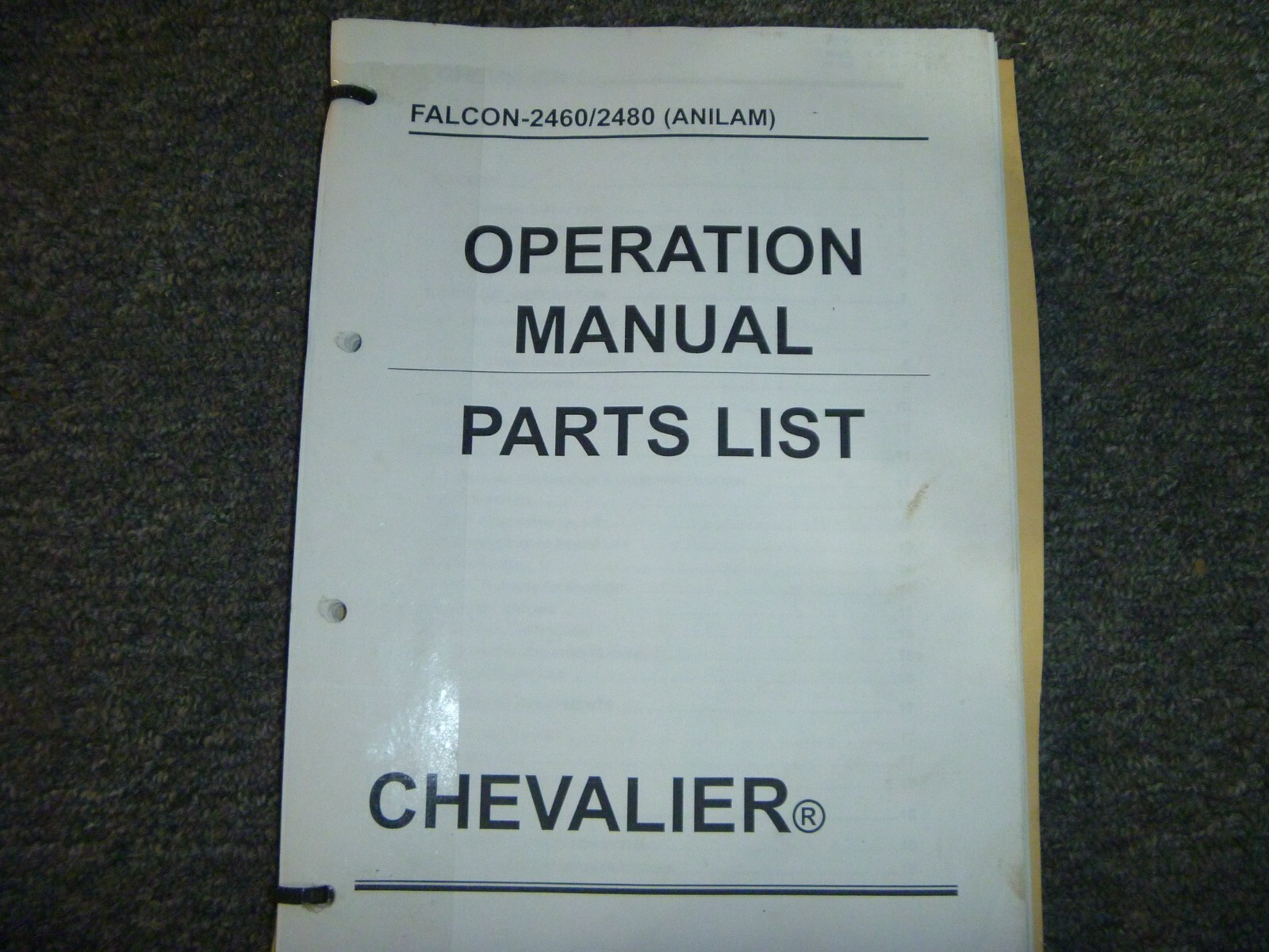 Chevalier FALCON 2460 & 2480 Flat Bed Lathe Parts Catalog Owner Operator Manual
