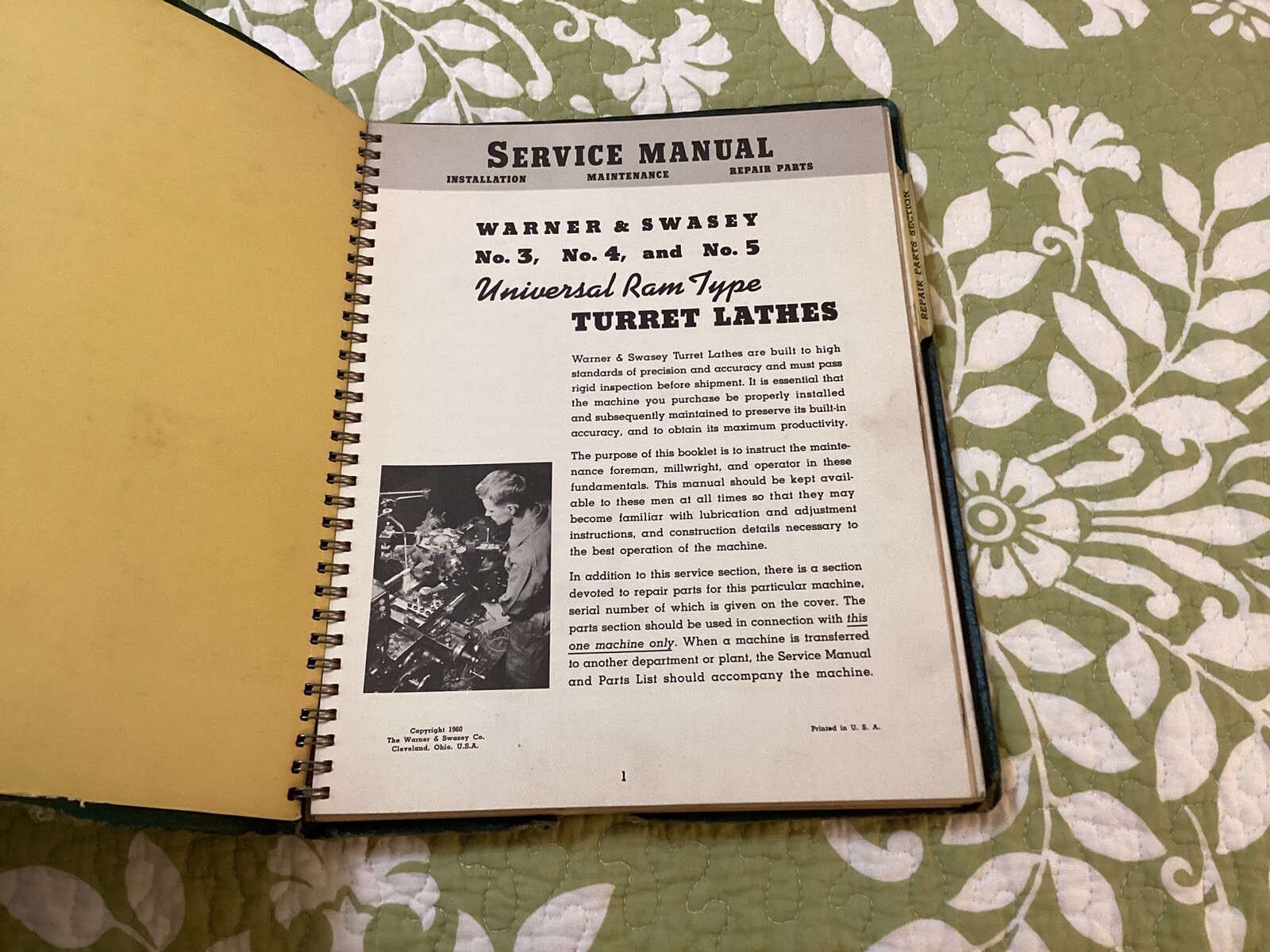 1960 Warner & Swasey No.5 Turret Lathe Manual Installation Maintenance Repair
