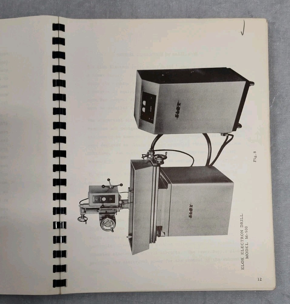 Elox, MI Electrical Discharge Machining Operating Instructions Parts List M-500