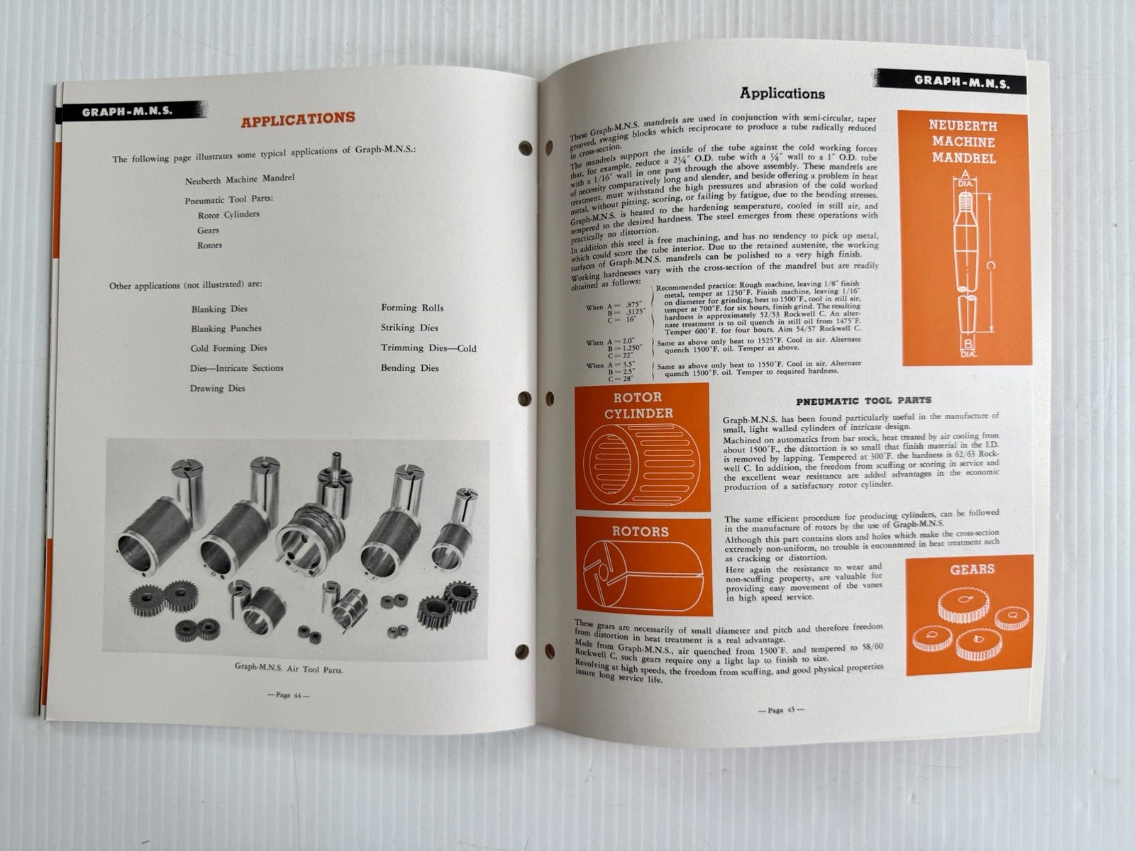 1953 Timken Roller Bearing Graphitic Tool Steels Catalog Vtg Industrial Brochure