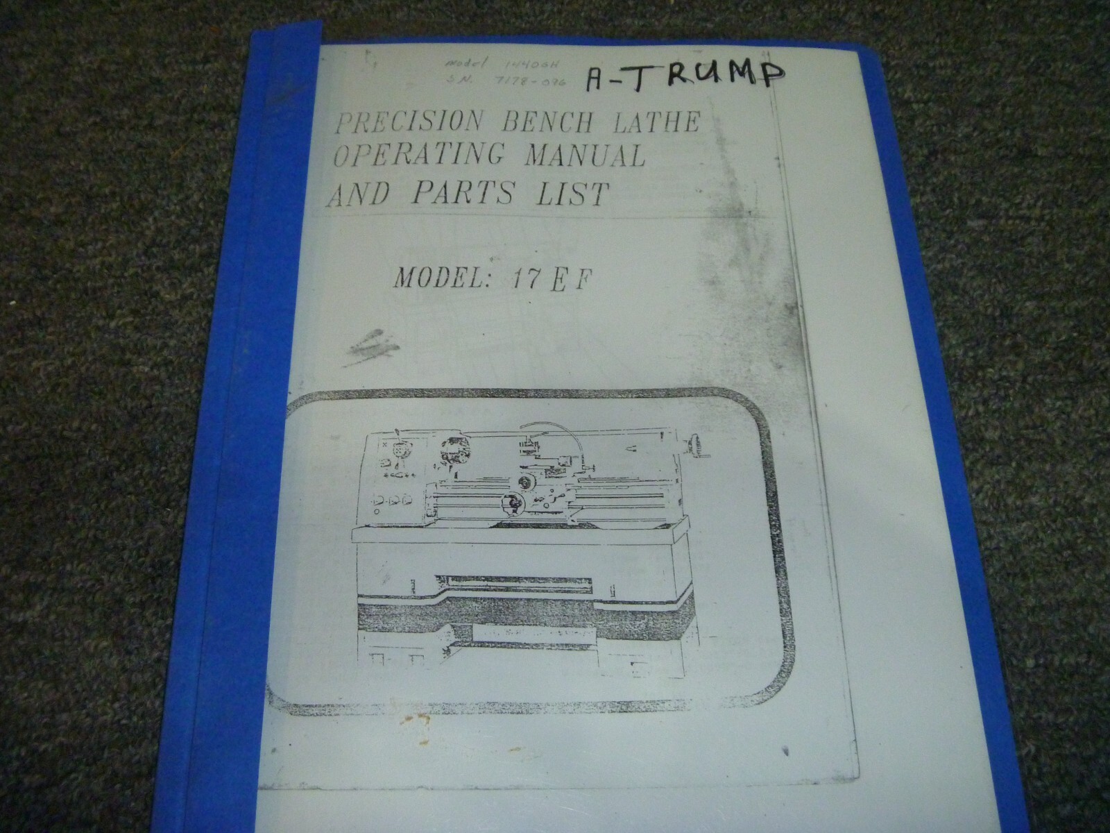 A-Trump 17EF Bench Lathe Parts Catalog Owner Operator Instruction Manual