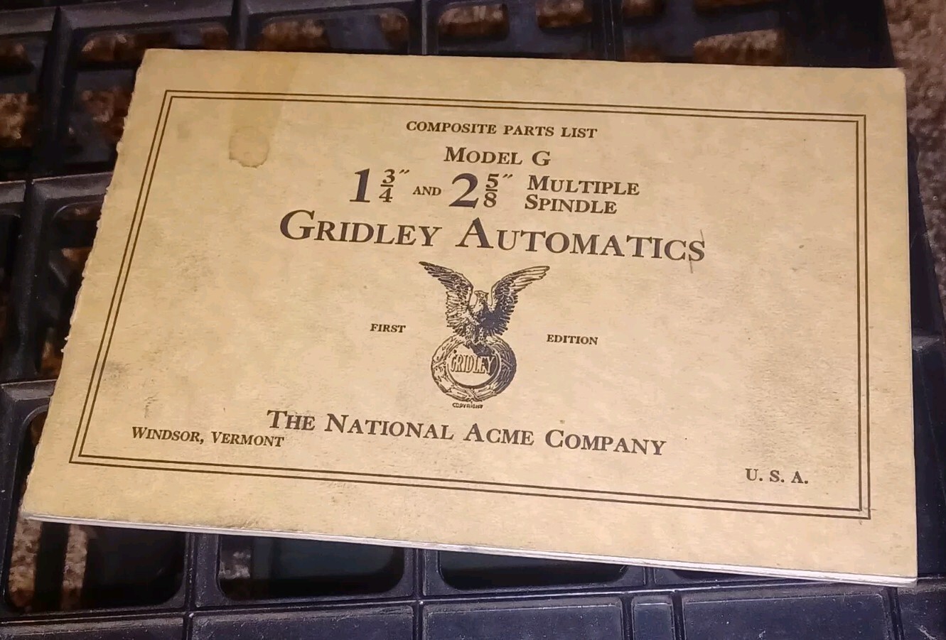 National Acme Company Model G MULTIPLE SPINDLE SCREW MACHINE Parts List GRIDLEY