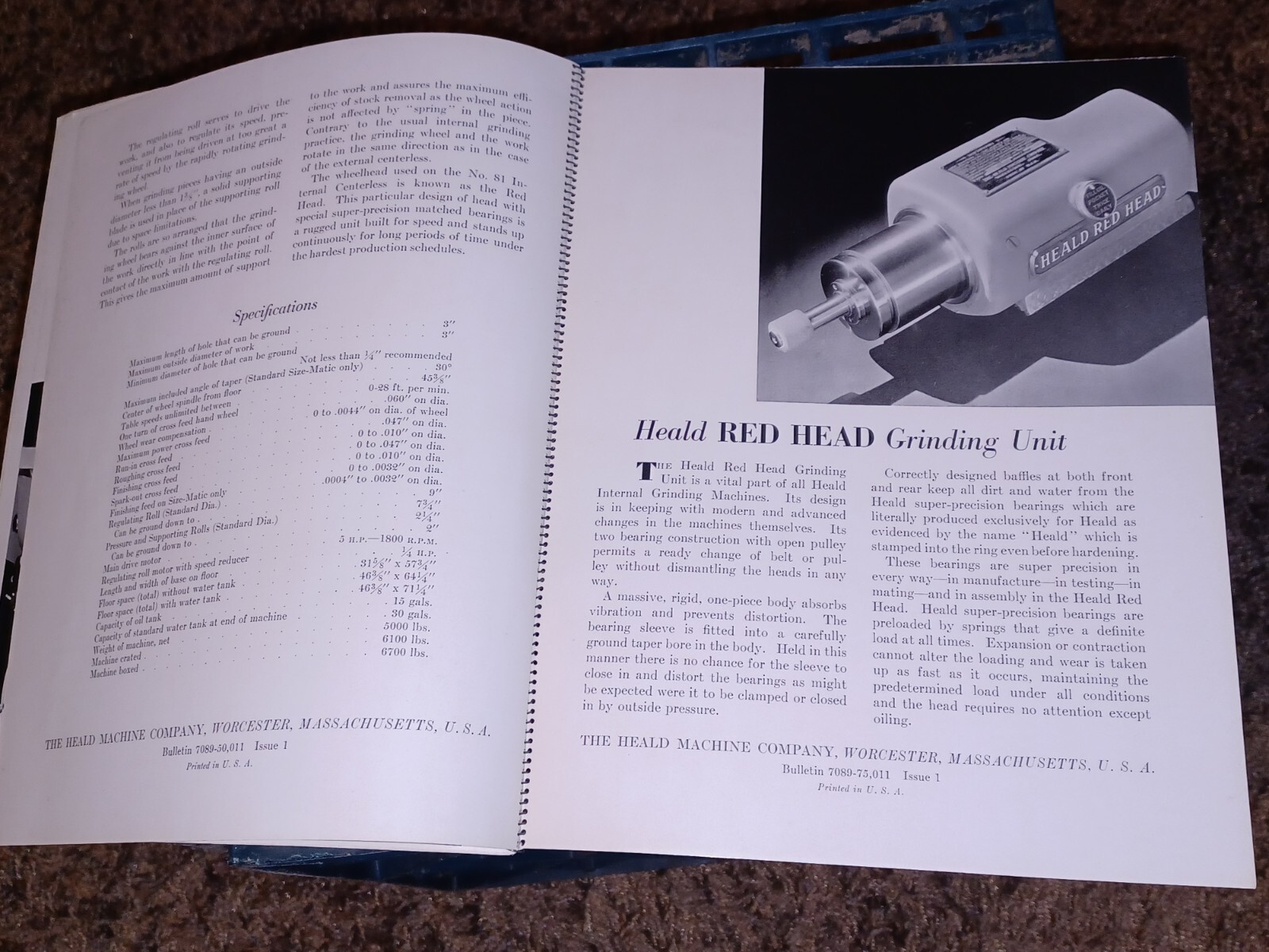 HEALD COMPANY Precision GRINDING BORING Borizing MACHINES CATALOG BOOK Issue 2