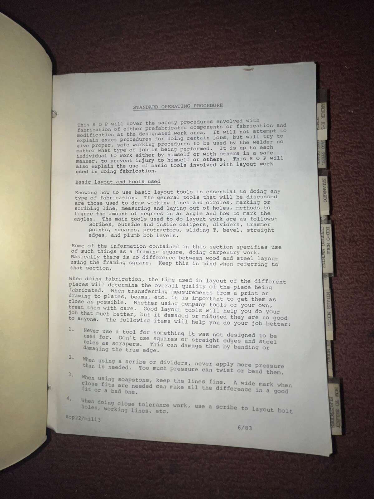 Standard Operating Procedures Welding And Fabrication Vintage Binder Various
