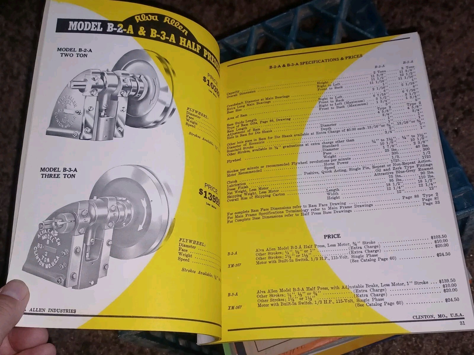 Alva Allen Industries Catalog W Letter 1961 Power Punch Presses Machine Tools